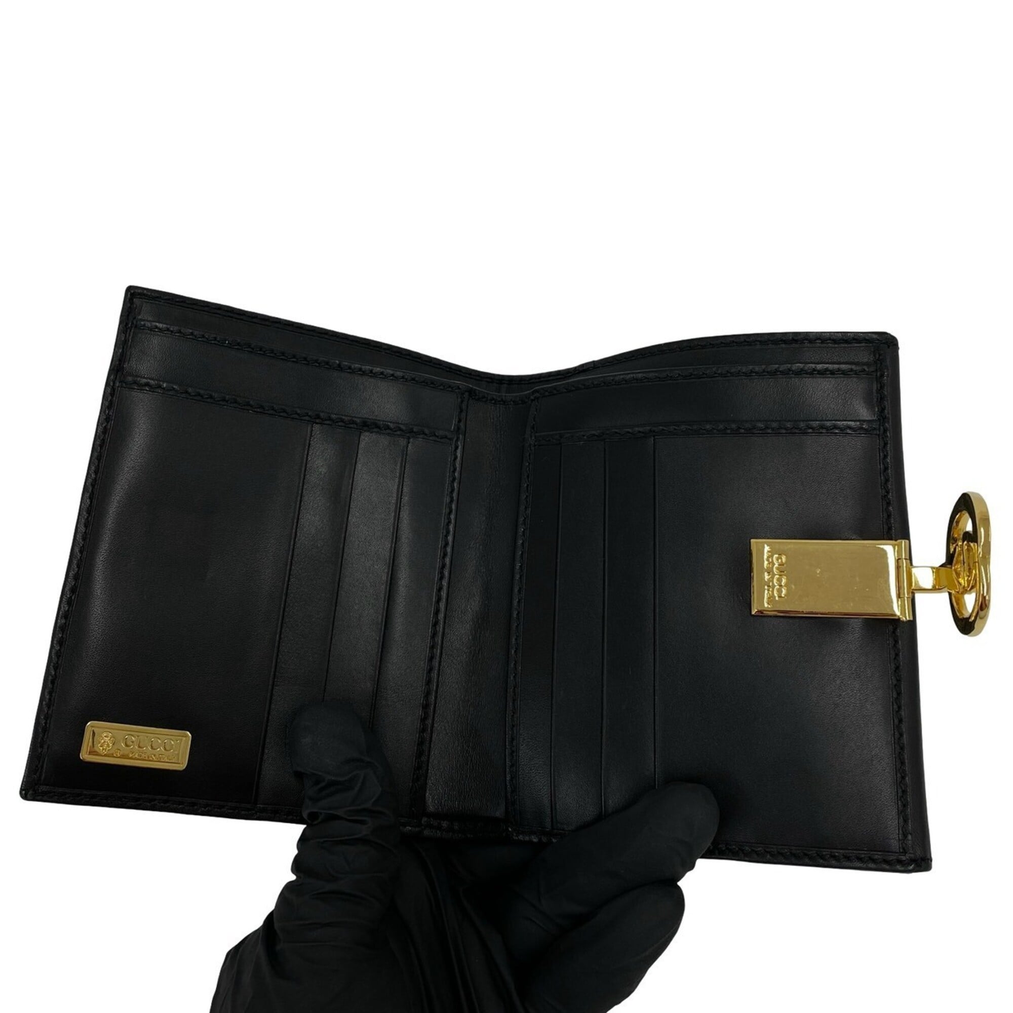 Gucci Black Green Red Color Leather Pvc Wallet (Bi-Fold) (Pre-Owned)