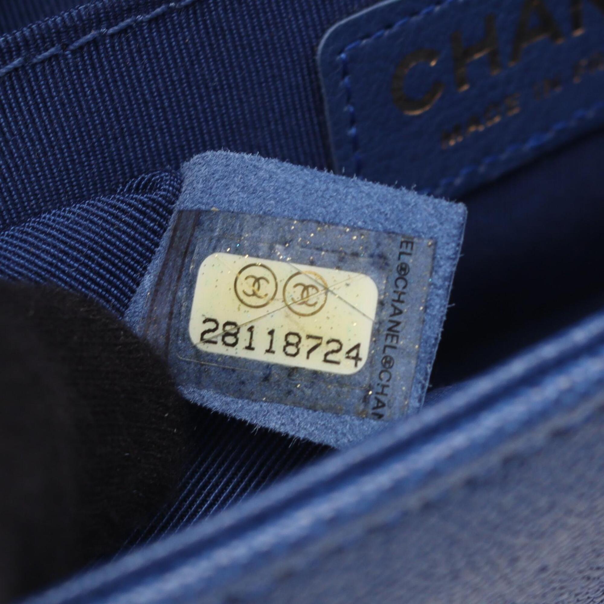 Chanel Blue Grained Calfskin Handbag Shoulder Bag (Pre-Owned)