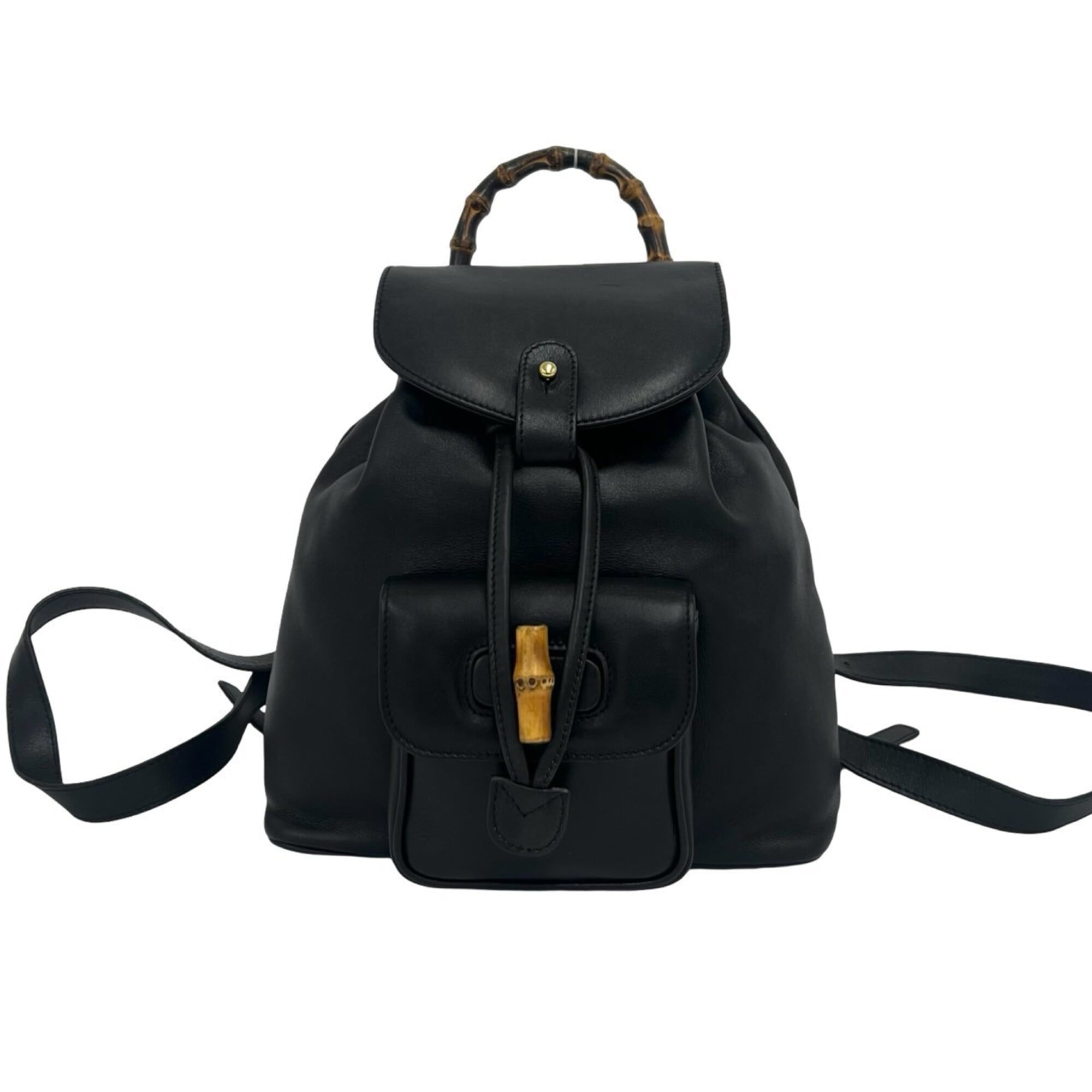 Gucci Black Leather Bamboo Backpack (Pre-Owned)