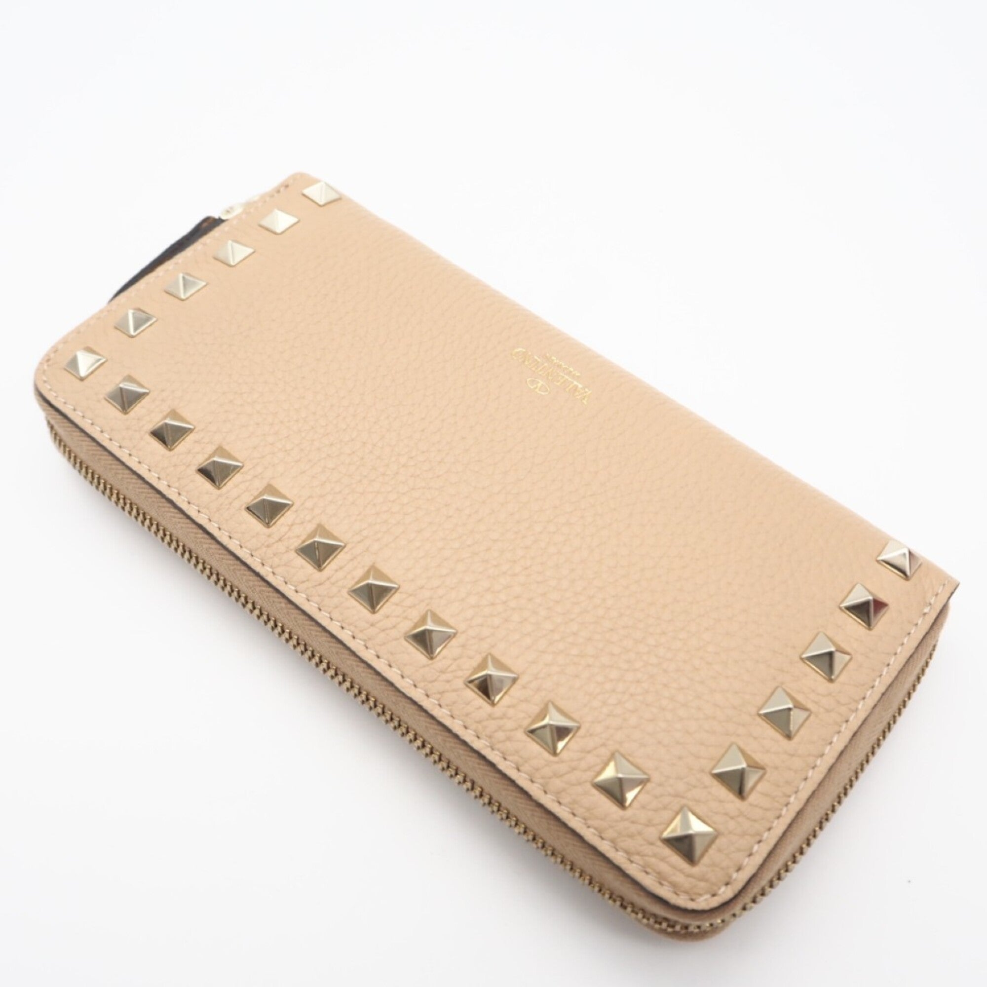 Valentino Beige Leather Long Wallet (Bi-Fold) (Pre-Owned)