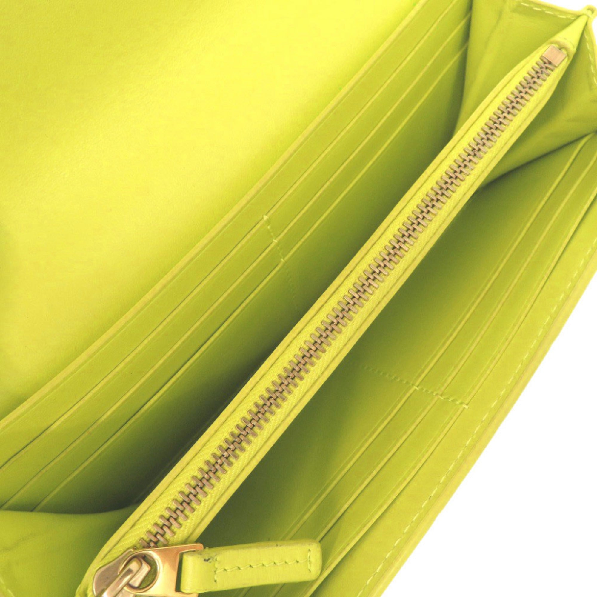Bottega Veneta Green Yellow Intrecciato Long Wallet (Bi-Fold) (Pre-Owned)