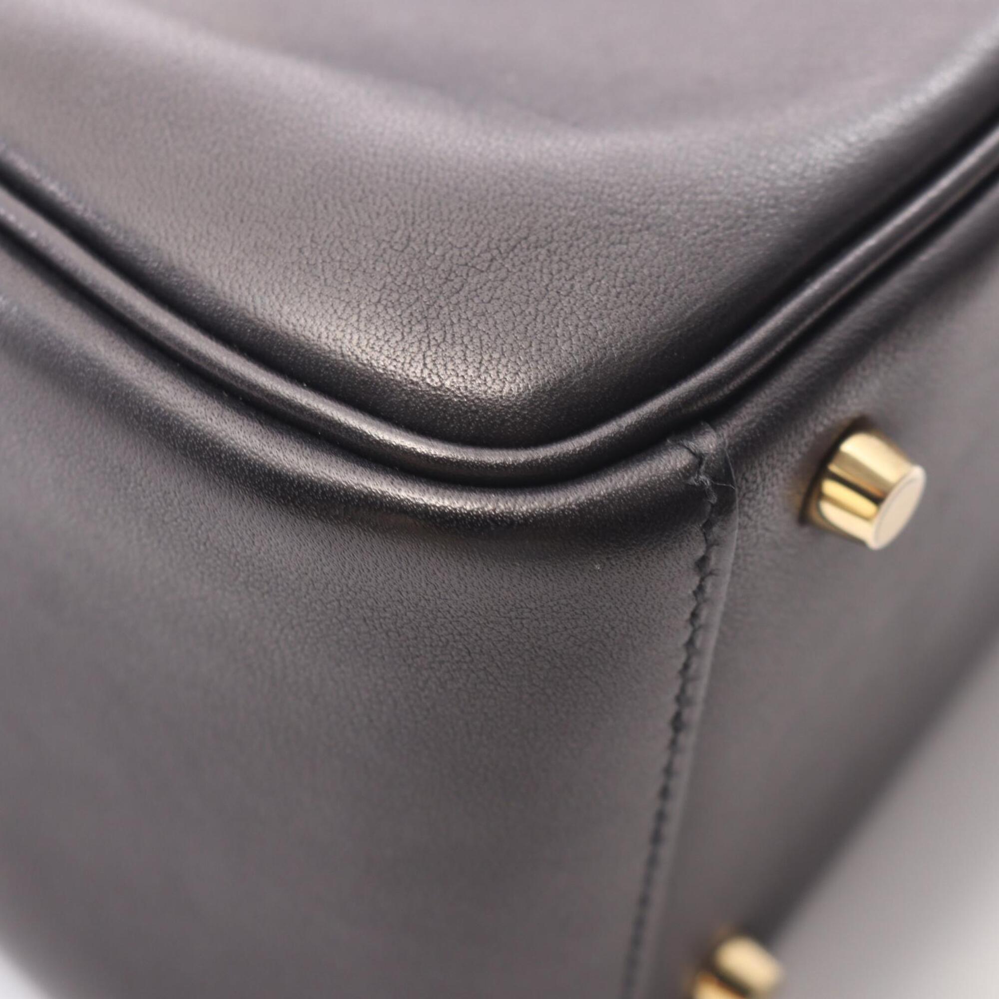 Hermes Black Leather Handbag Shoulder Bag (Pre-Owned)