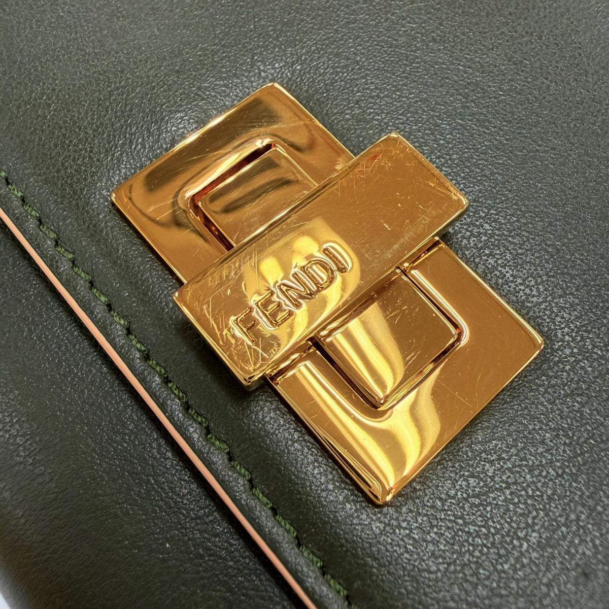 Fendi Dark Green Leather Long Wallet (Bi-Fold) (Pre-Owned)