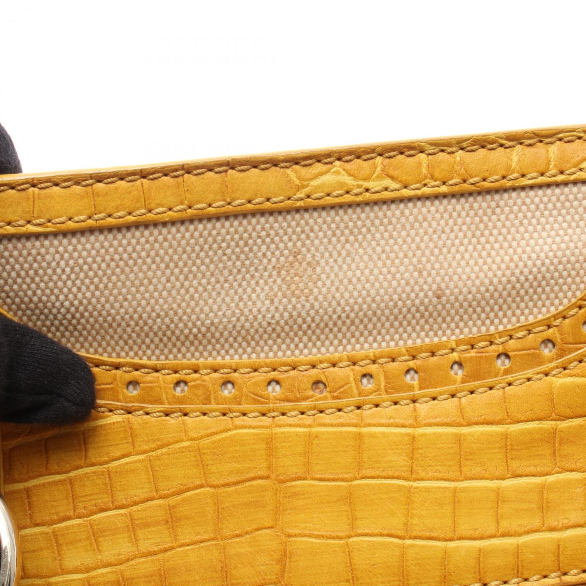 Celine Beige Yellow Canvas Leather Handbag (Pre-Owned)