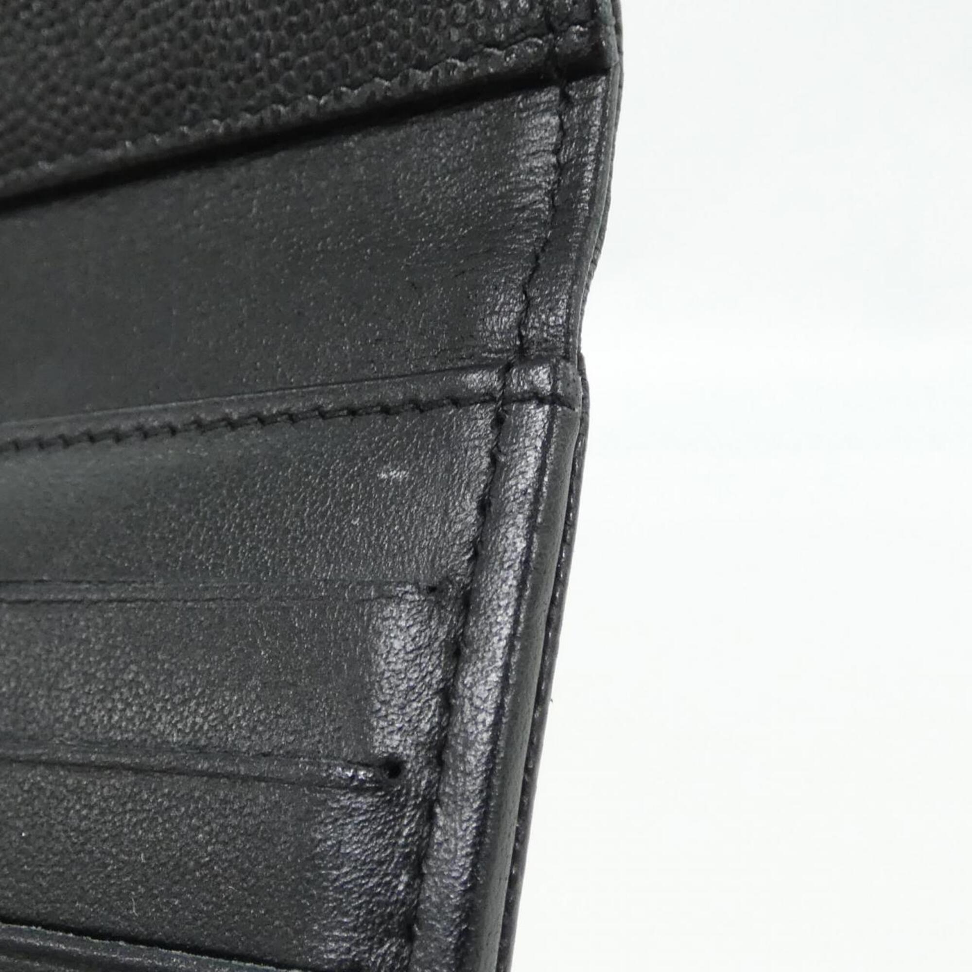 Chanel Black Grained Calfskin Wallet (Tri-Fold) (Pre-Owned)
