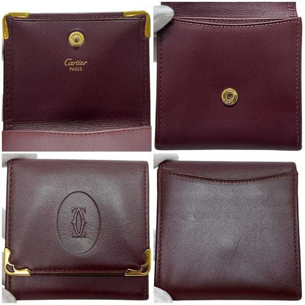 Cartier Must Bordeaux Leather Coin Purse/Coin Case (Pre-Owned)