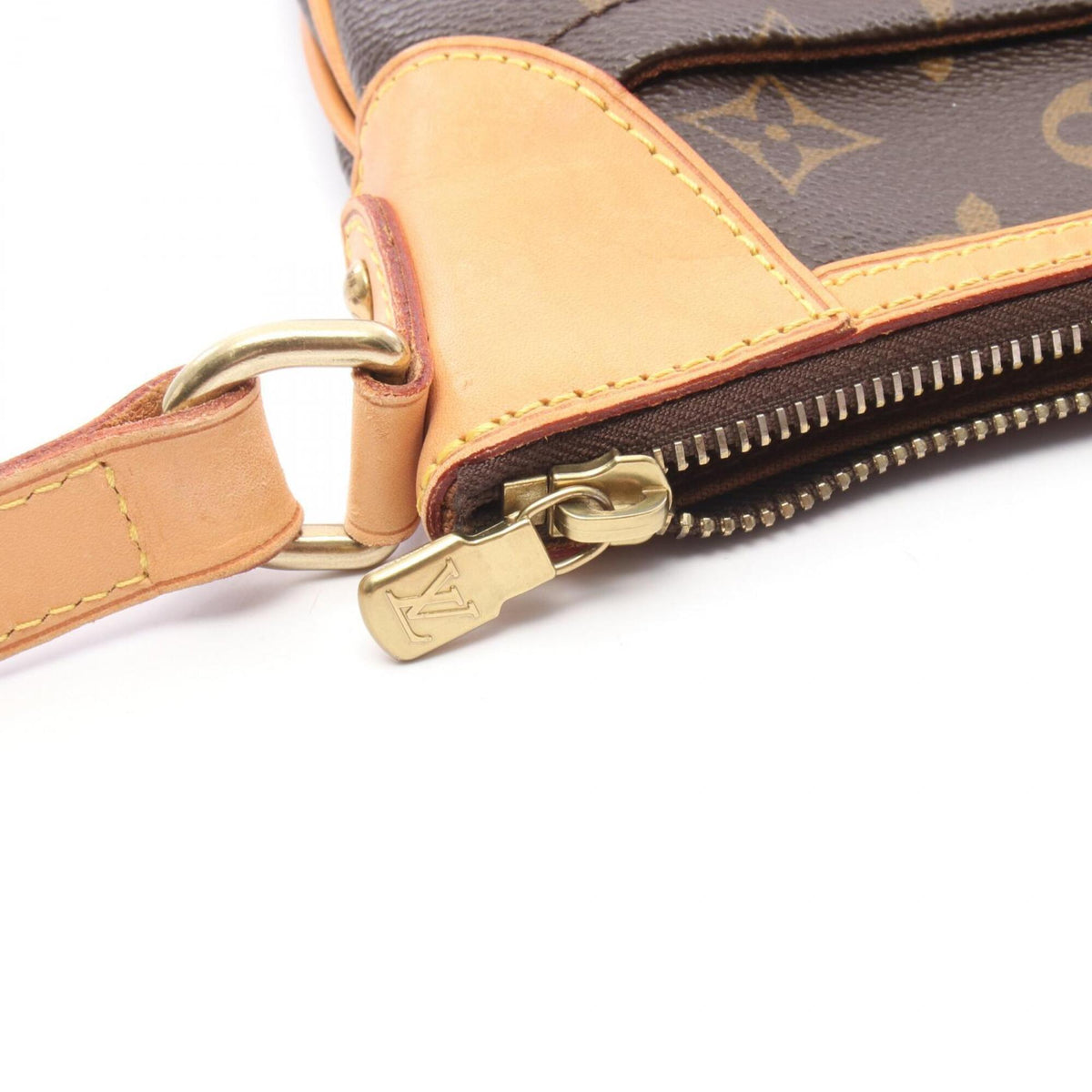 Louis Vuitton Brown Coated Canvas Leather Handbag Shoulder Bag (Pre-Owned)