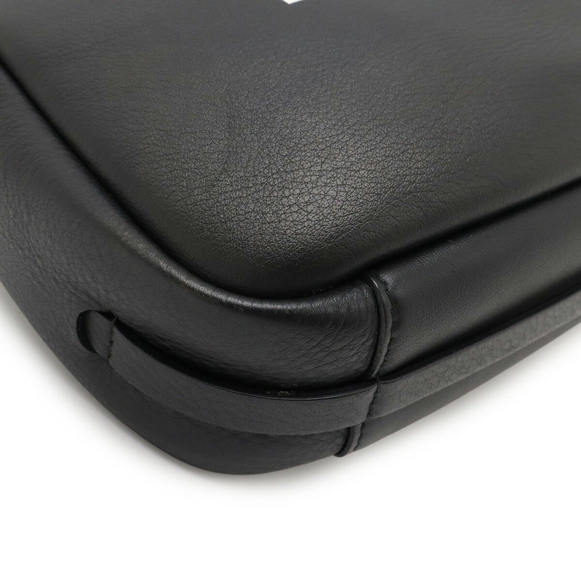 Balenciaga Black White Leather Pochette Shoulder Bag (Pre-Owned)