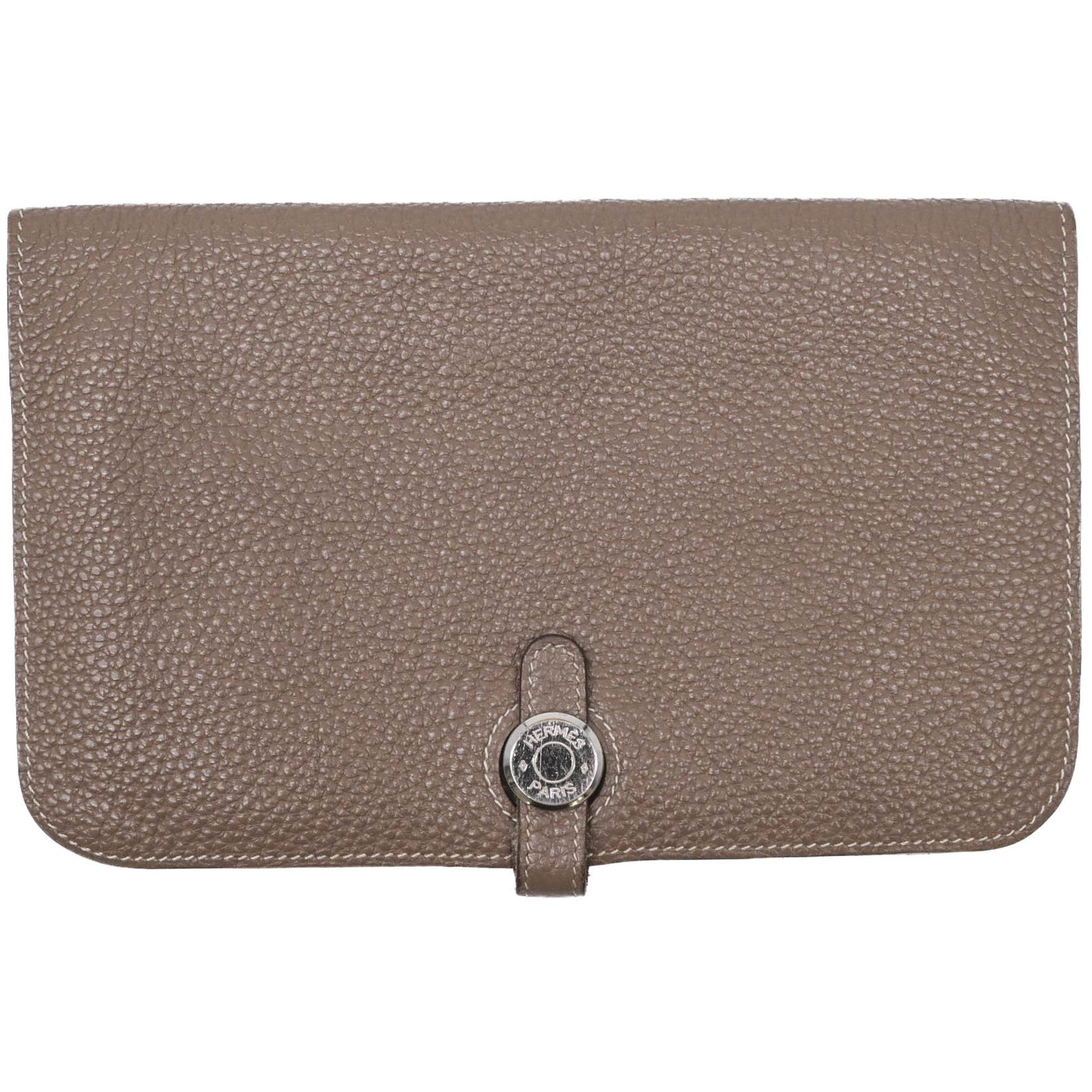 Hermes Dogon Duo Etoupe Gray Grayish Togo Leather Long Wallet (Bi-Fold) (Pre-Owned)