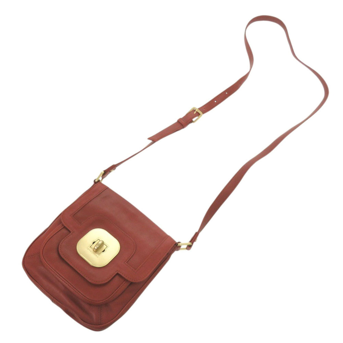 Longchamp Red Color Leather Shoulder Bag (Pre-Owned)