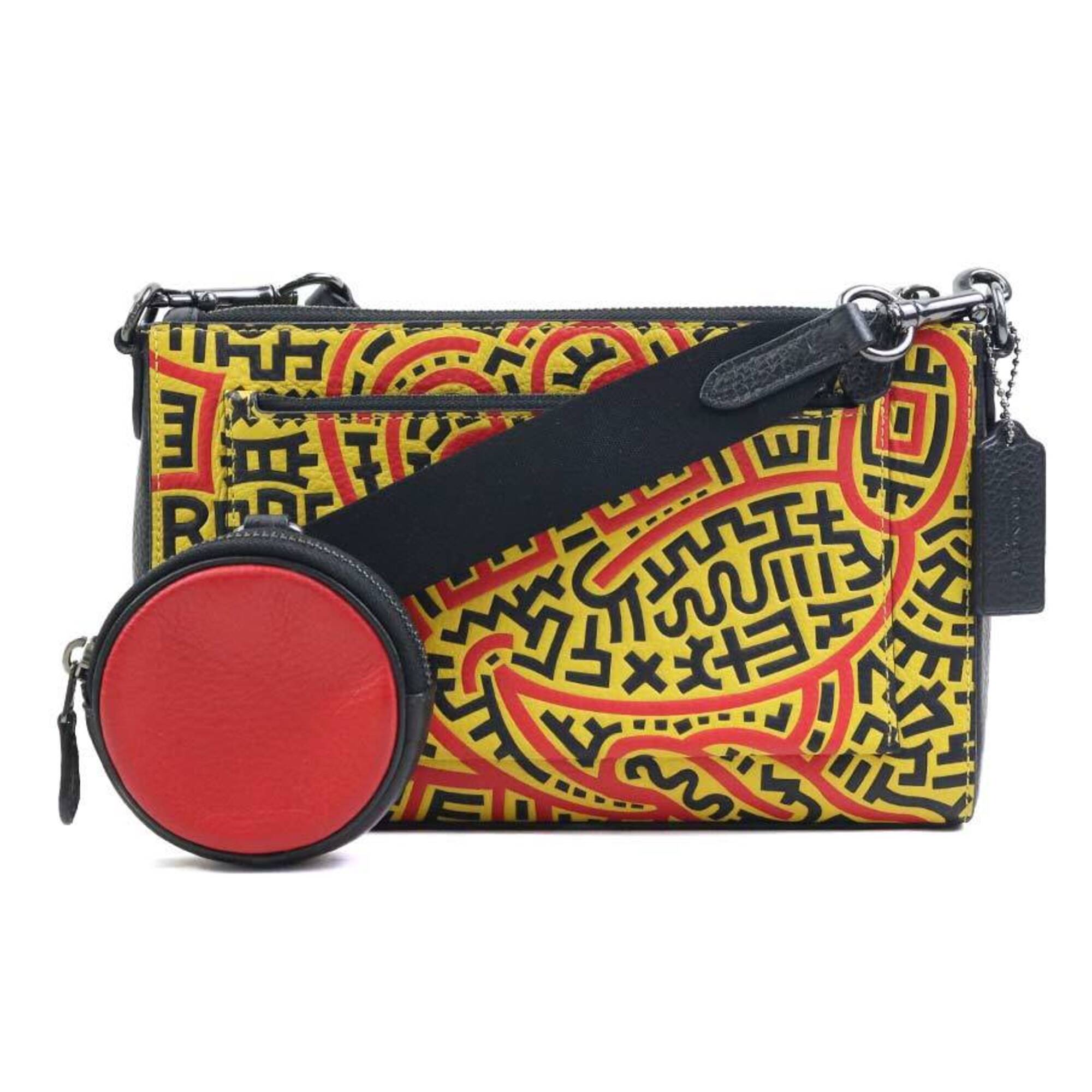 Coach Black Red Color Yellow Leather Shoulder Bag (Pre-Owned)