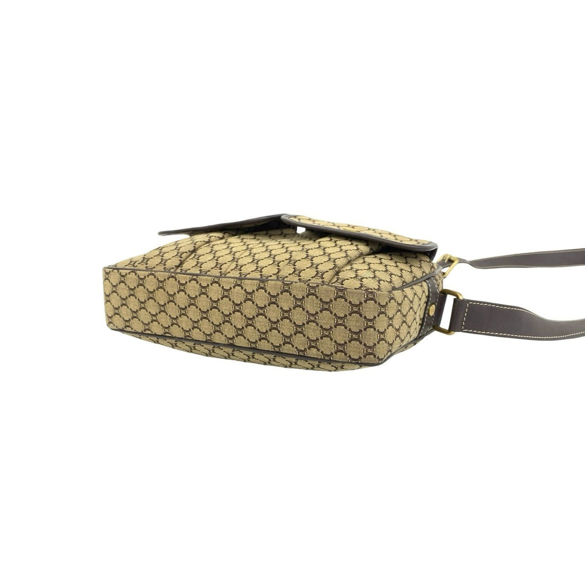 Celine Beige Brown Canvas Leather Pochette Shoulder Bag (Pre-Owned)