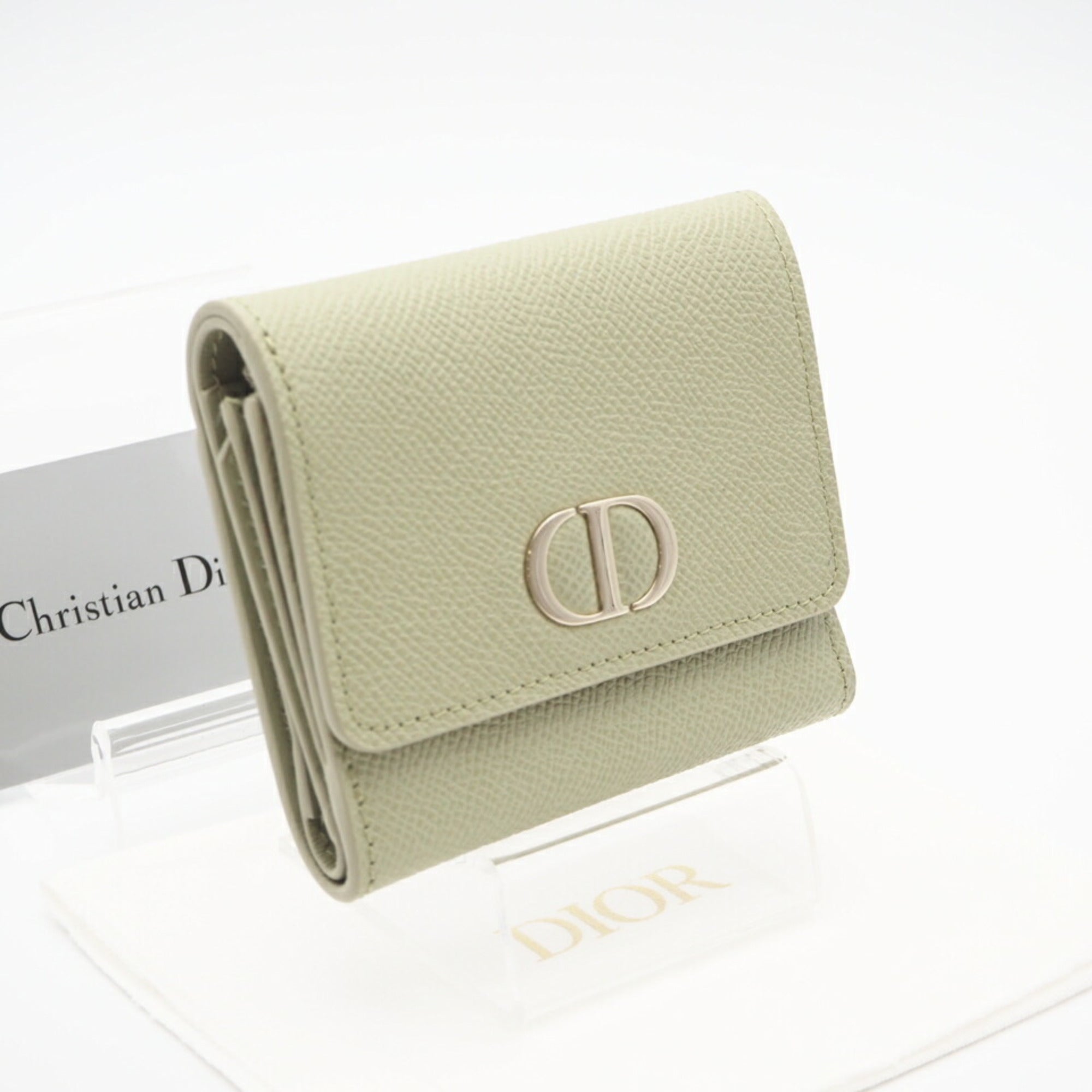 Christian Dior Green Leather Wallet (Tri-Fold) (Pre-Owned)