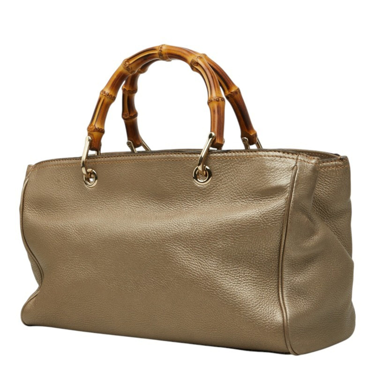 Gucci Brown Gold Leather Handbag Shoulder Bag (Pre-Owned)
