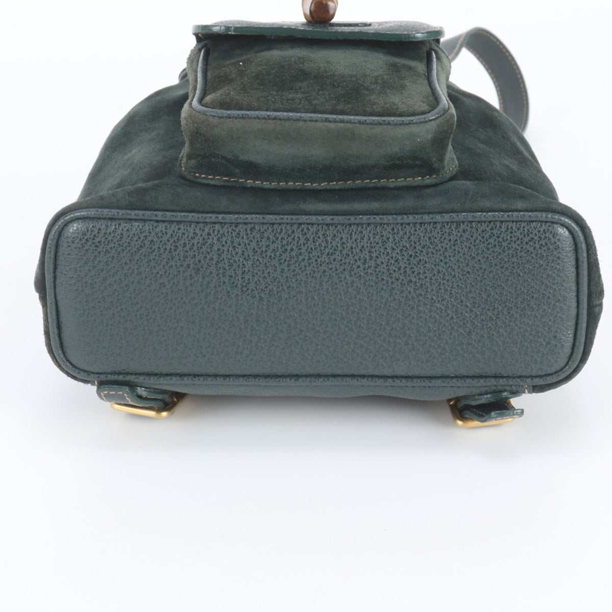 Gucci Green Leather Bamboo Backpack Shoulder Bag (Pre-Owned)