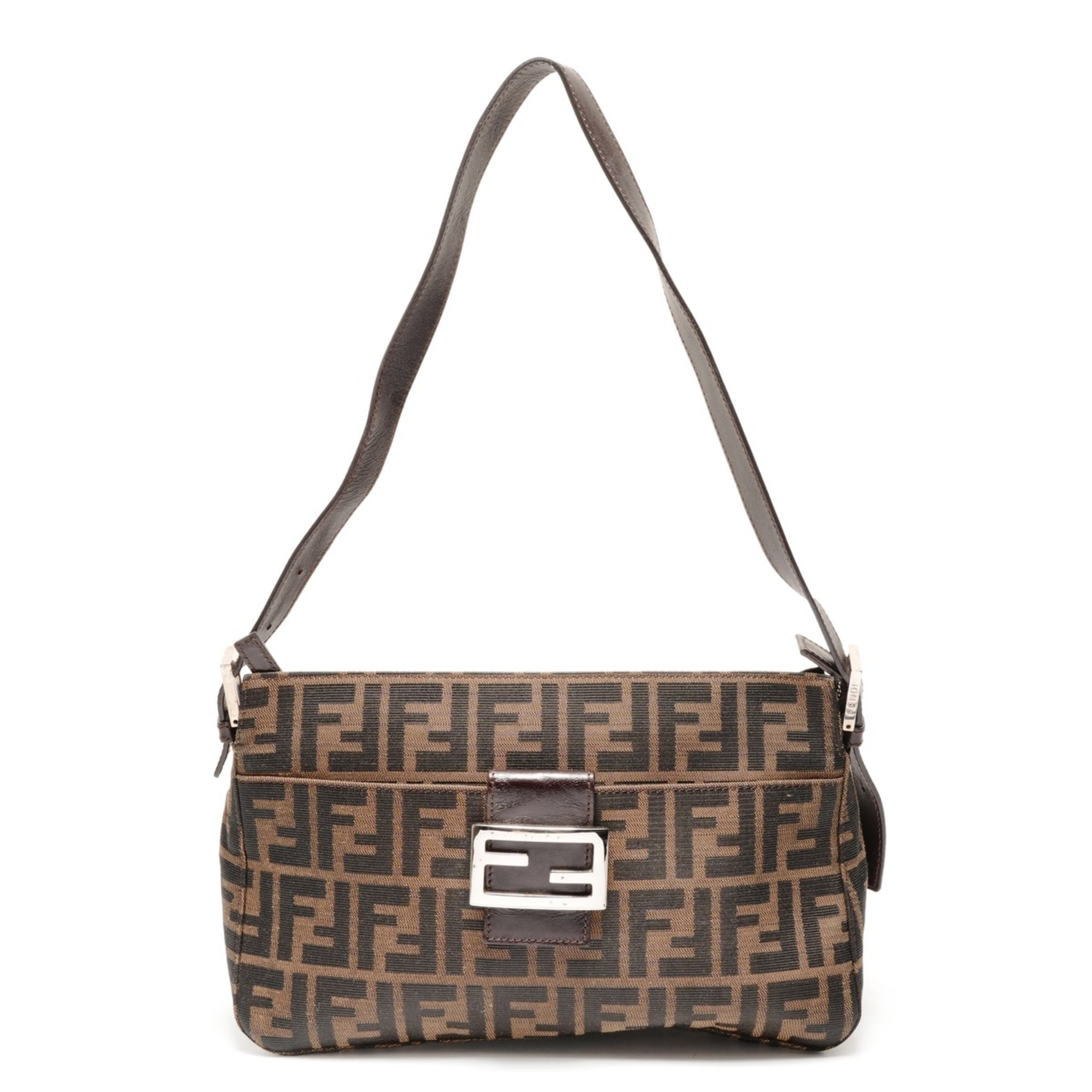 Fendi Zucca Brown Canvas Shoulder Bag (Pre-Owned)