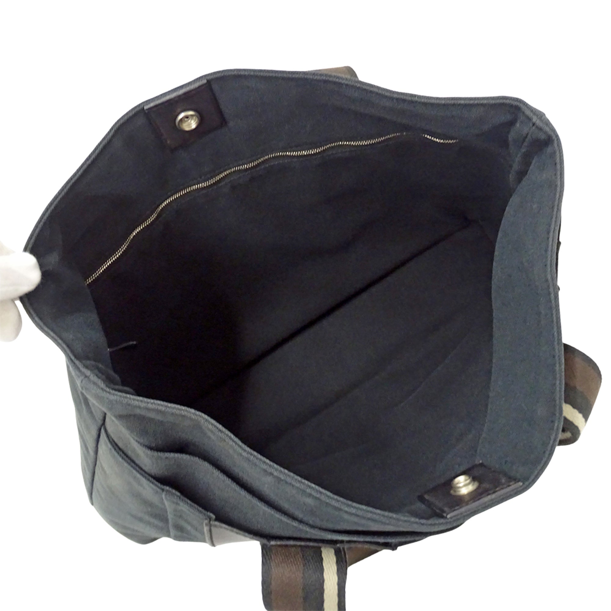 Hermes Black Canvas Handbag Tote Bag (Pre-Owned)