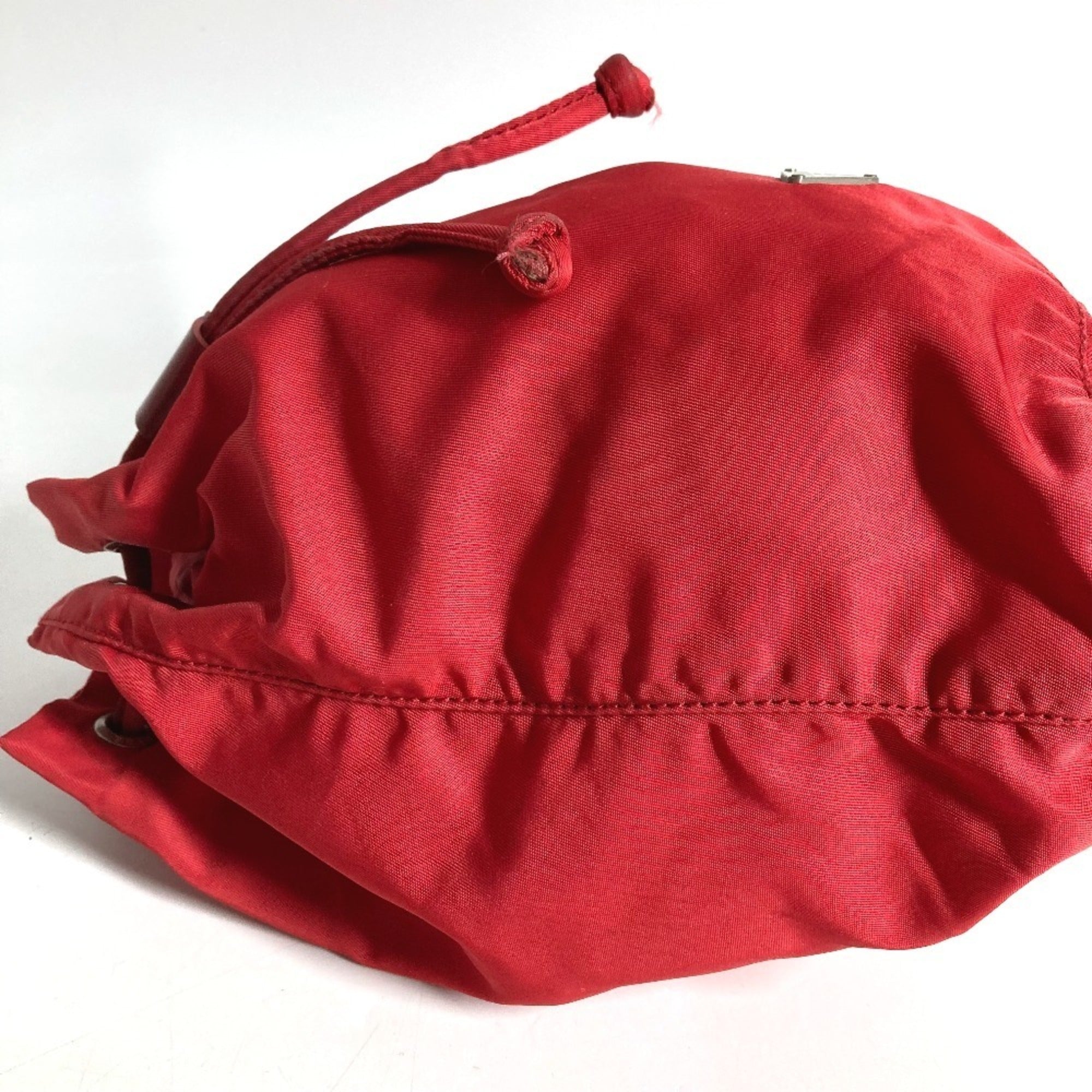 Prada Red Color Nylon Handbag Pouch (Pre-Owned)