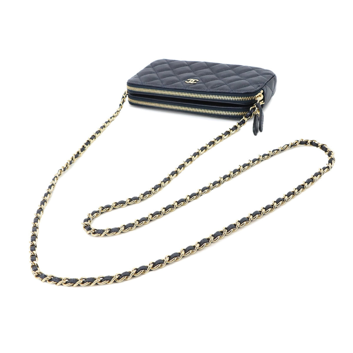 Chanel Matelasse Navy Grained Calfskin Chain/Shoulder Wallet (Pre-Owned)