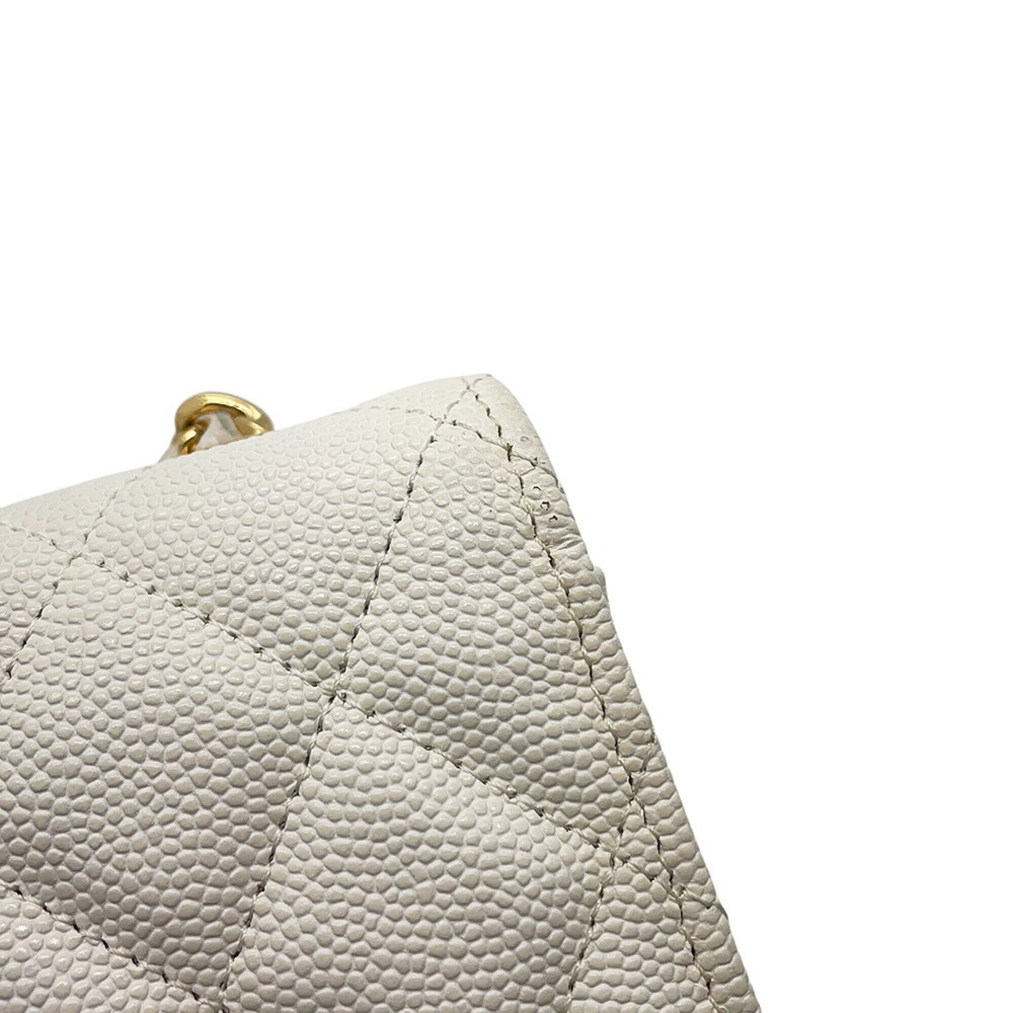 Chanel White Grained Calfskin Chain/Shoulder Wallet (Pre-Owned)