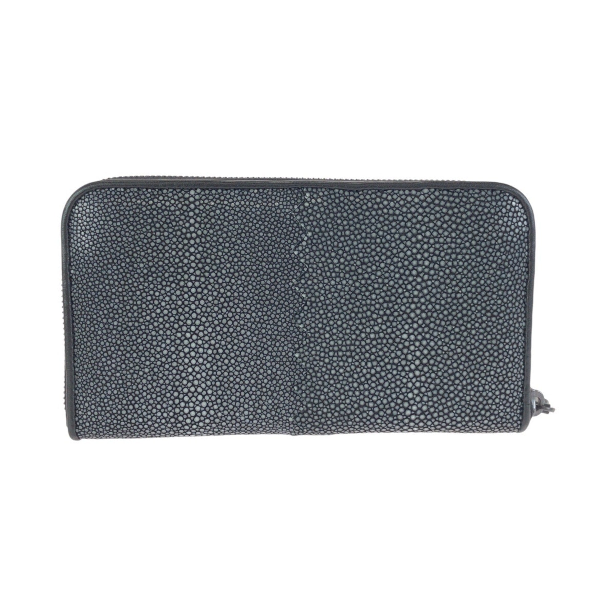 Bottega Veneta Black Gray Leather Long Wallet (Bi-Fold) (Pre-Owned)