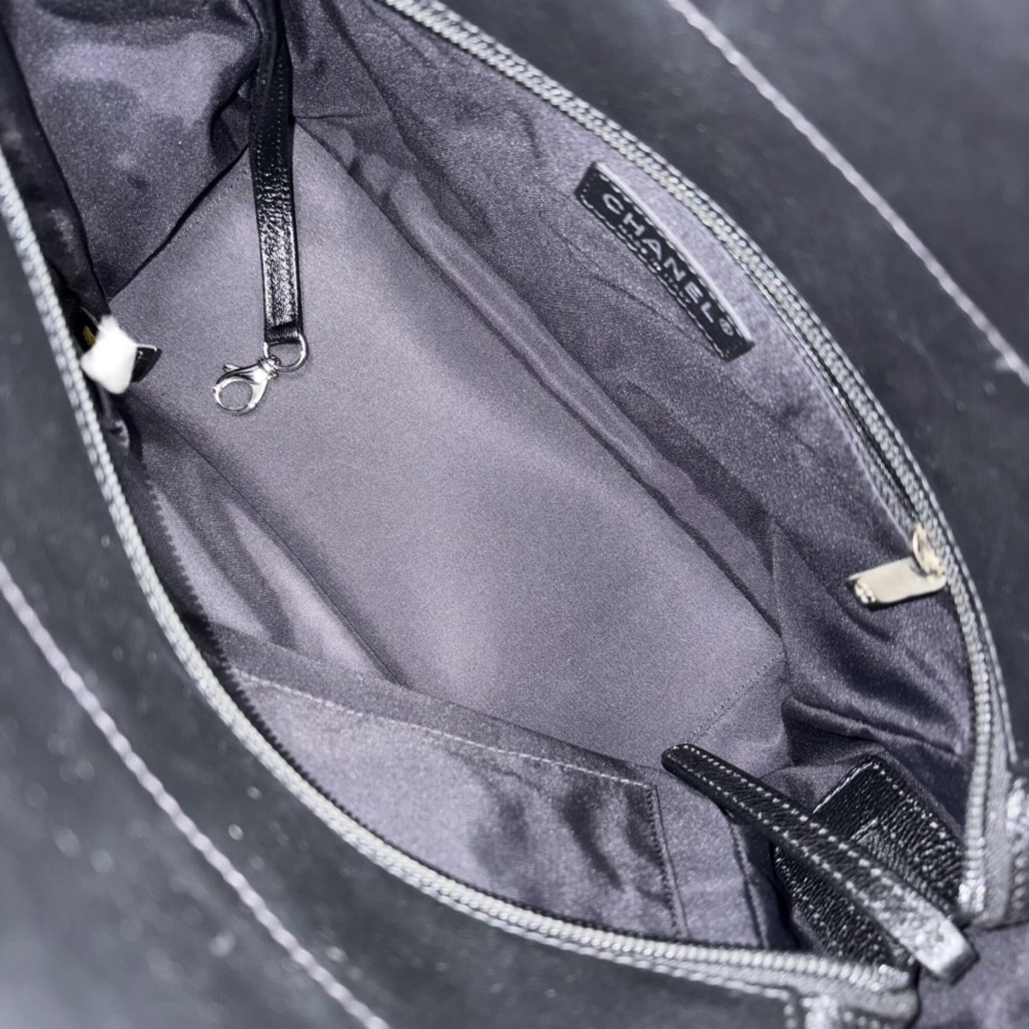 Chanel Black Coated Canvas Leather Handbag Tote Bag (Pre-Owned)