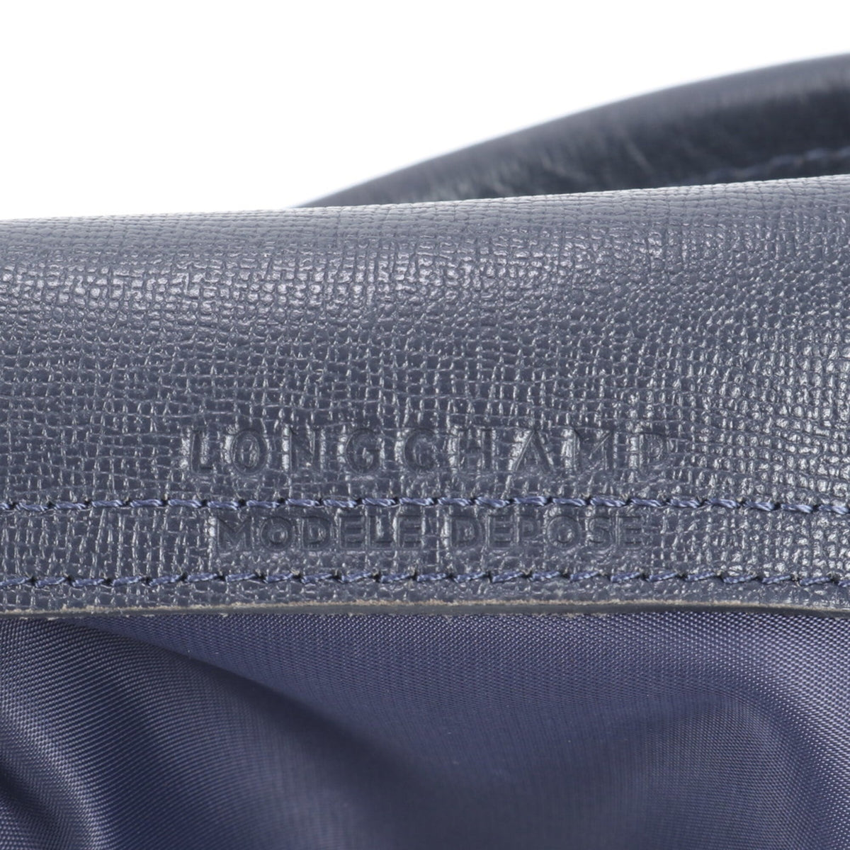 Longchamp Navy Leather Nylon Shoulder Bag Tote Bag (Pre-Owned)