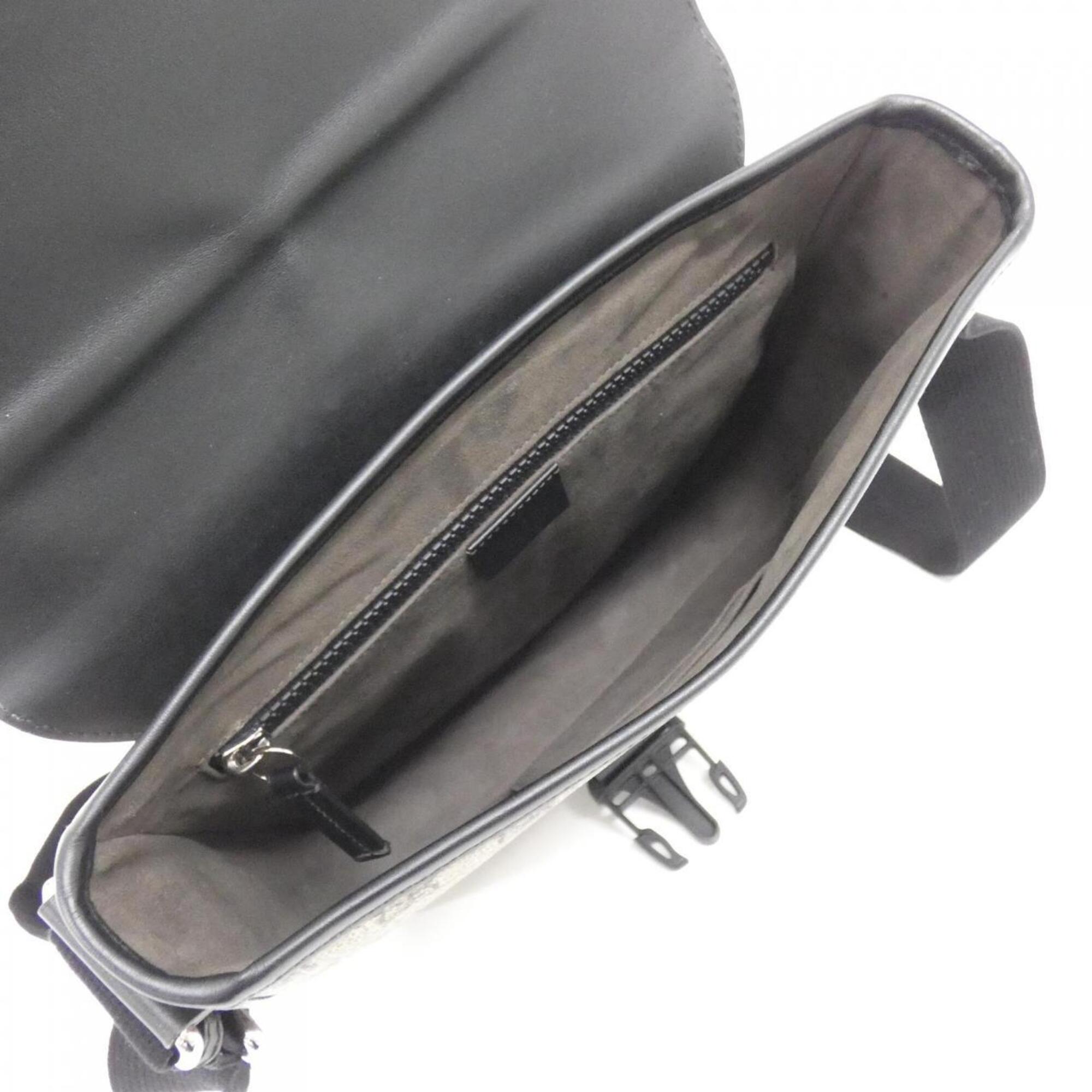 Gucci Beige Black Gg Supreme Leather Shoulder Bag (Pre-Owned)
