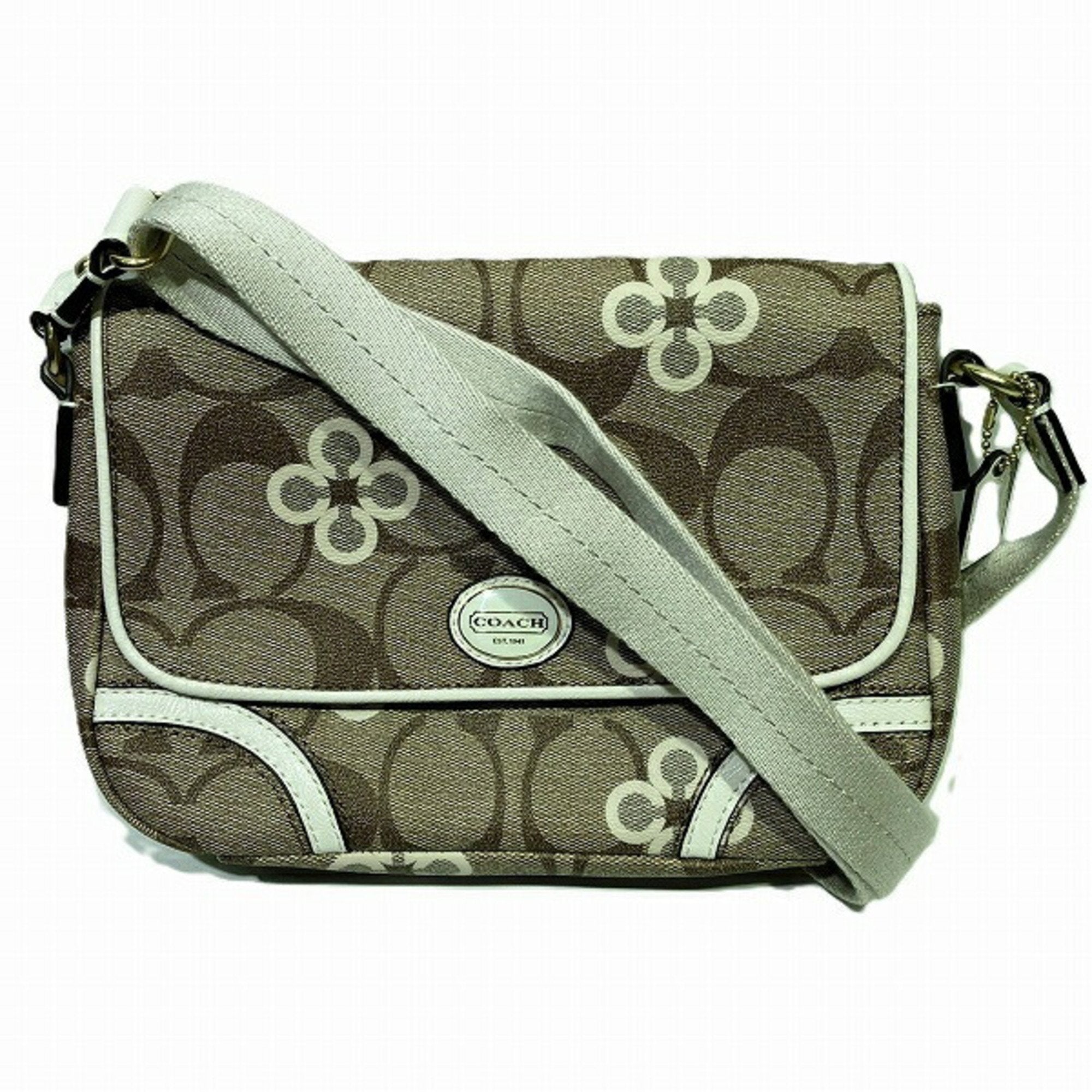 Coach Multi-Color White Pvc Coated Canvas Leather Shoulder Bag (Pre-Owned)