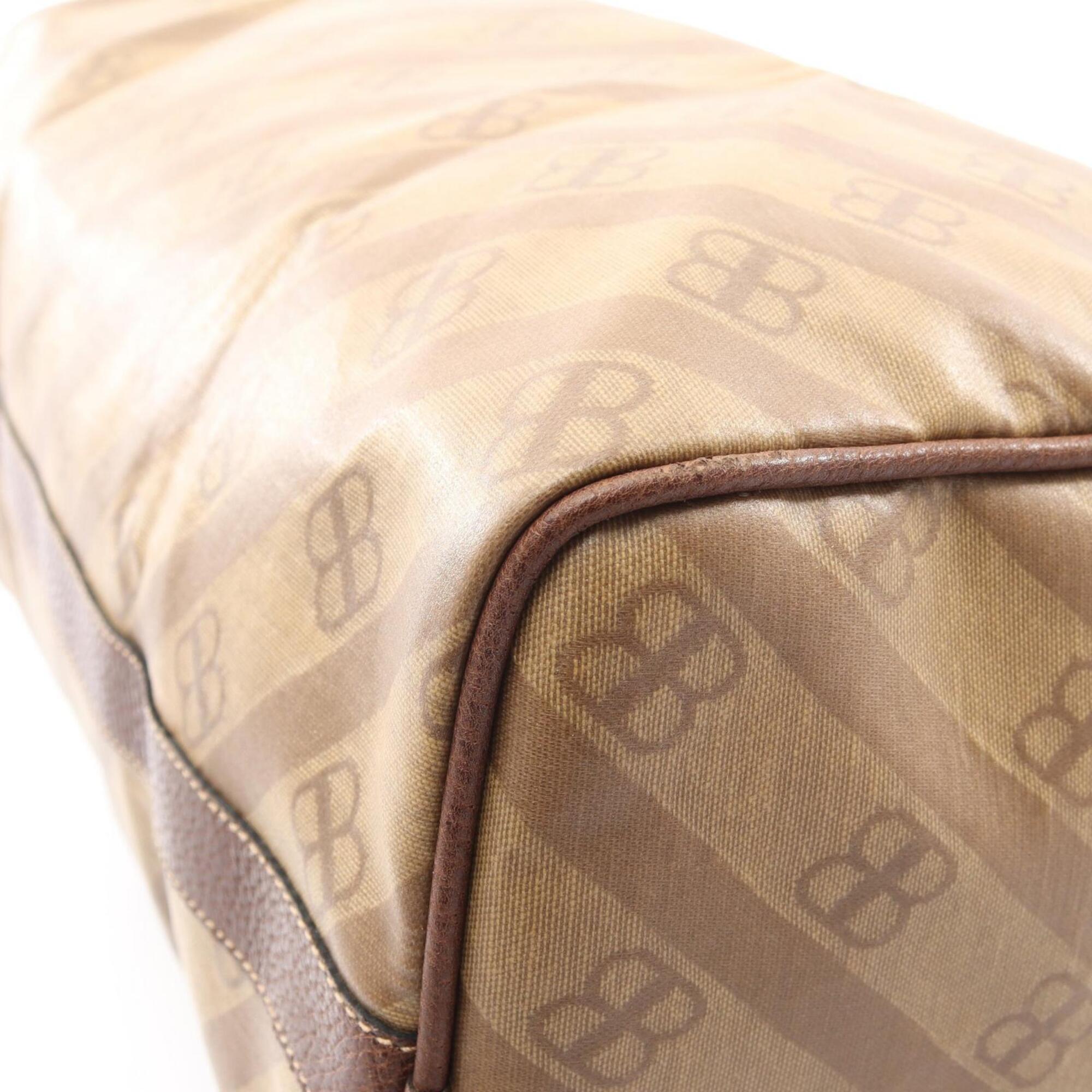 Balenciaga Beige Brown Leather Coated Canvas Handbag Tote Bag (Pre-Owned)