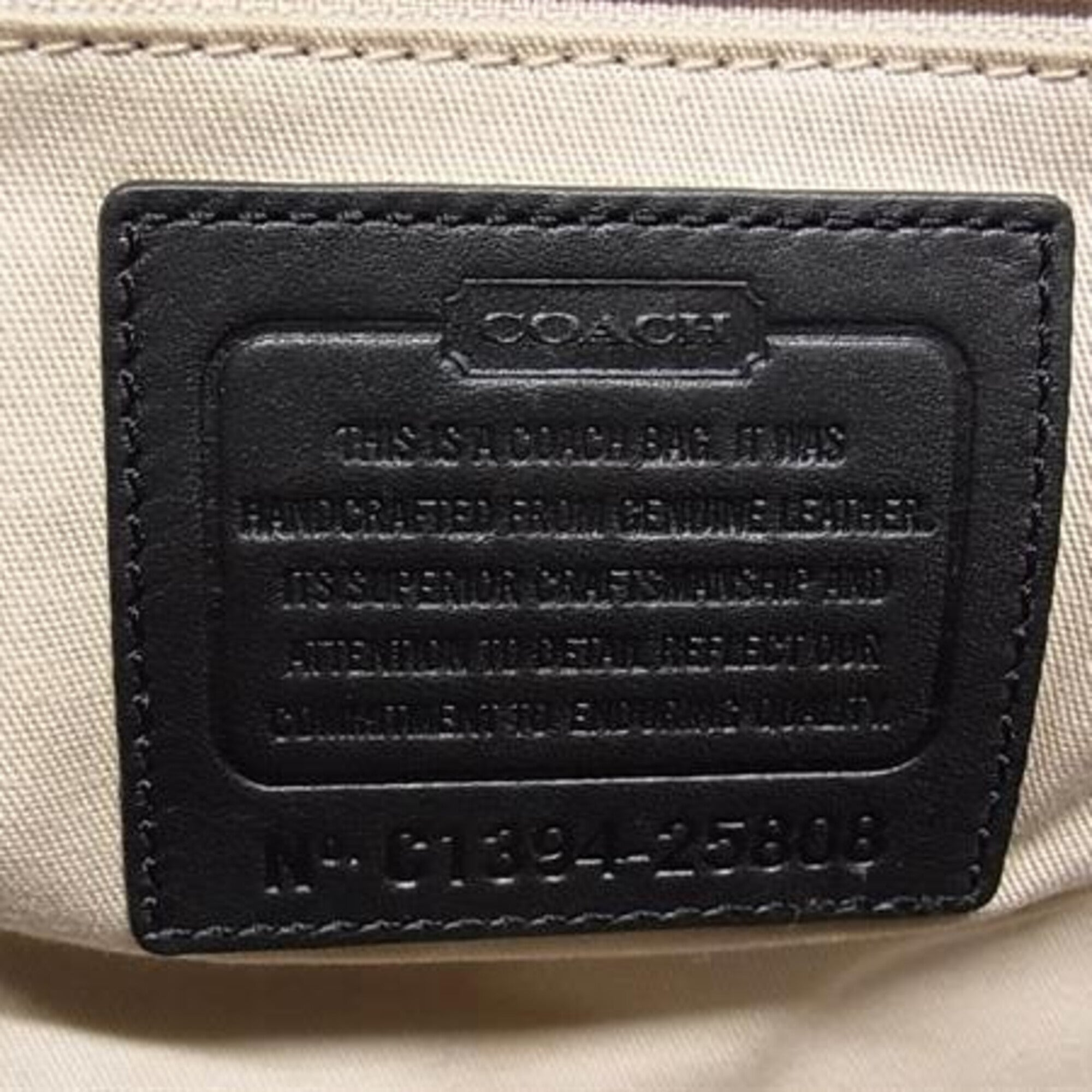 Coach Black Grayish Leather Handbag (Pre-Owned)