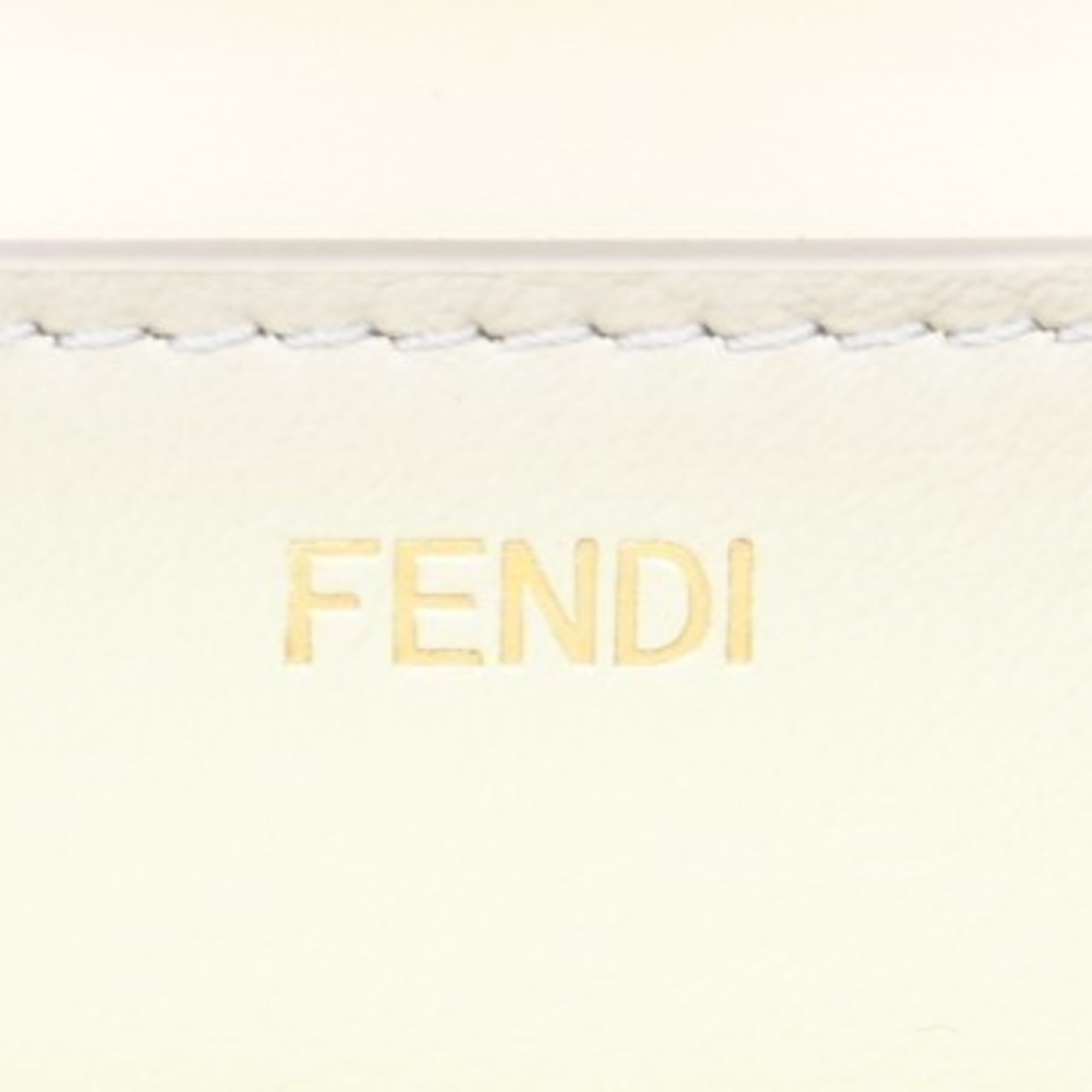 Fendi Cream Gray Leather Shoulder Bag (Pre-Owned)