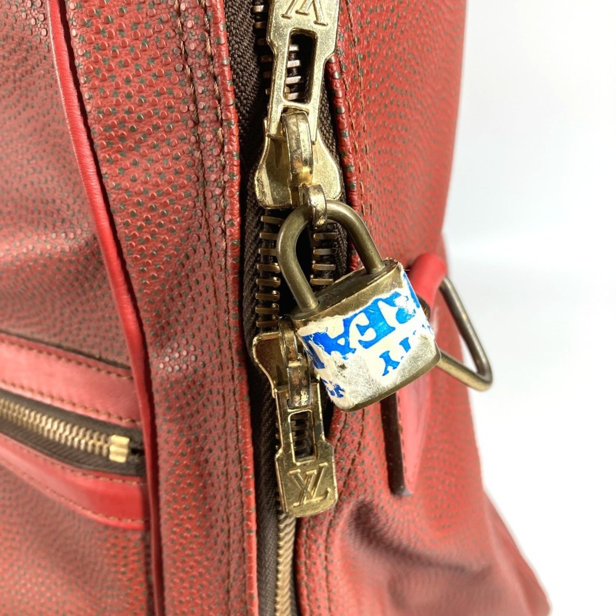 Louis Vuitton Red Color Leather Boston Bag Handbag Shoulder Bag (Pre-Owned)