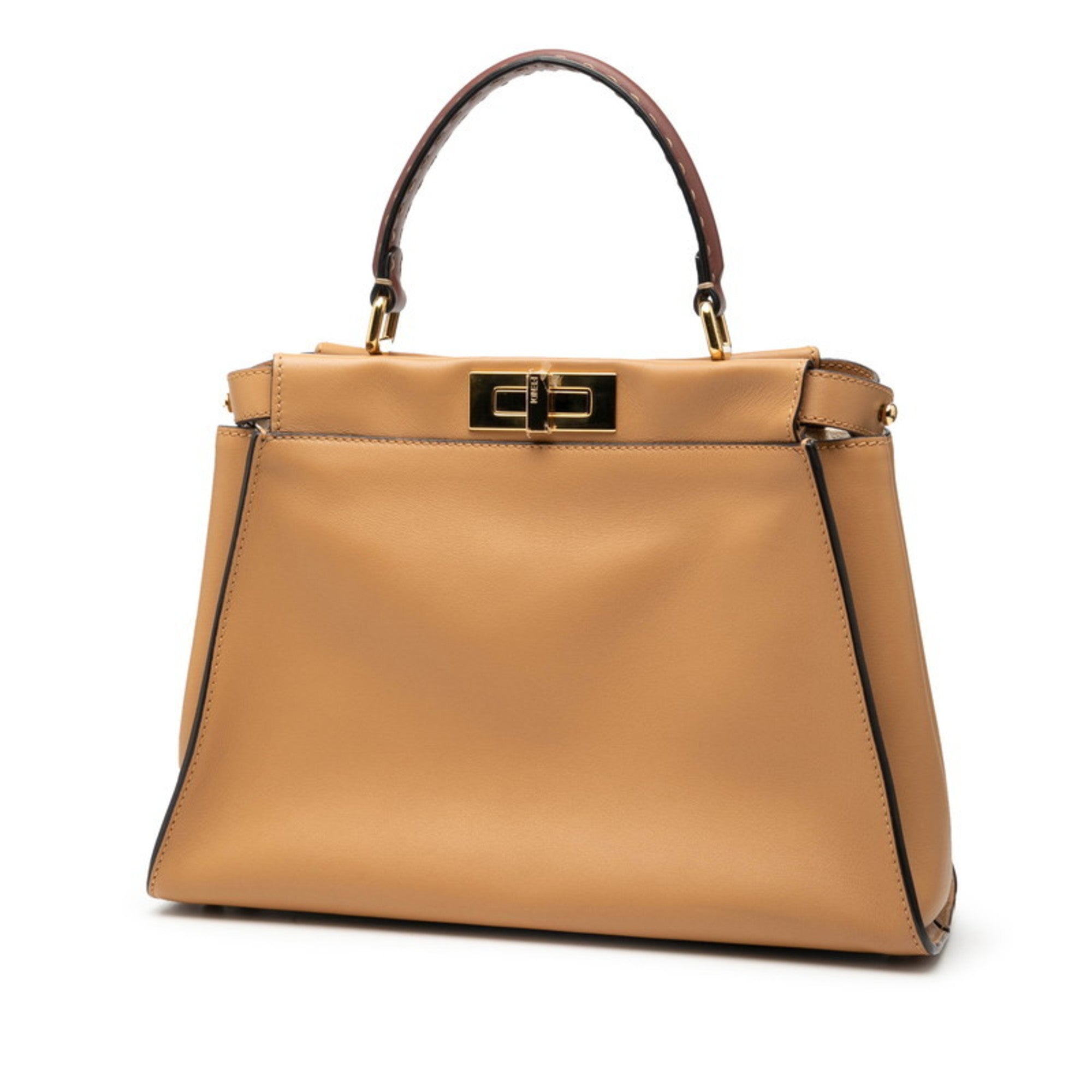 Fendi Selleria Bordeaux Brown Leather Handbag Shoulder Bag (Pre-Owned)