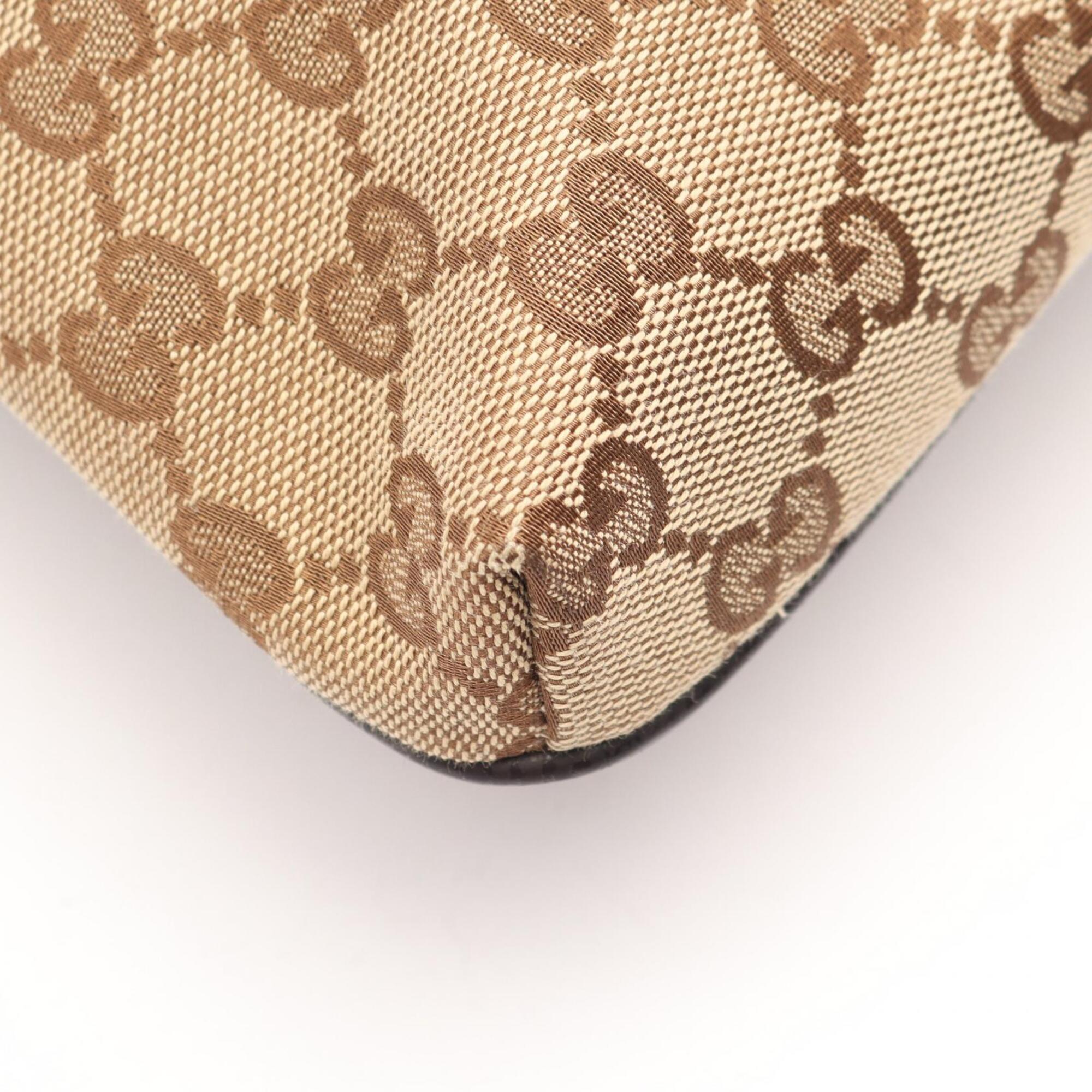 Gucci Beige Brown Canvas Leather Handbag Shoulder Bag (Pre-Owned)
