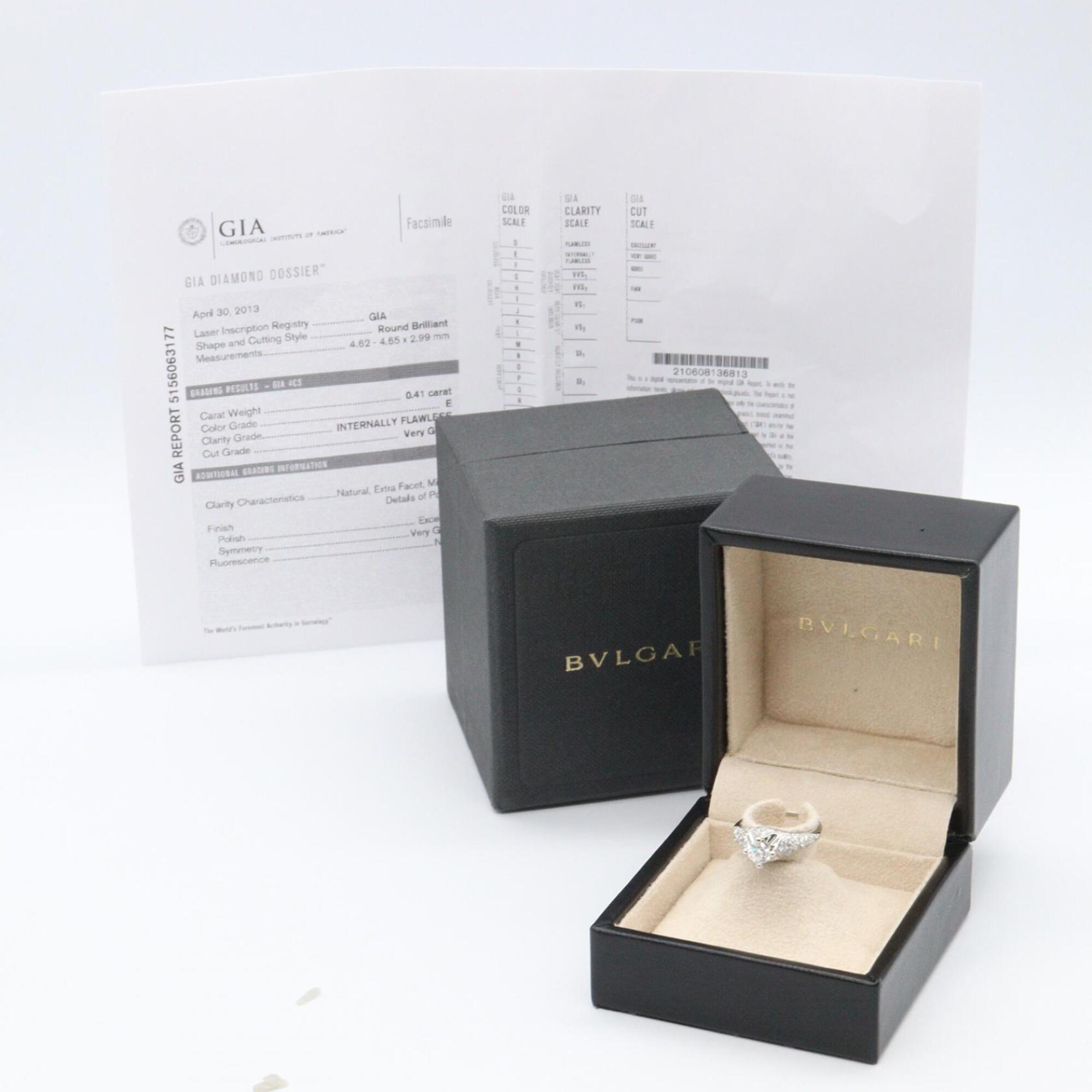 Bvlgari Silver Clear Platinum 950 Band Ring (Pre-Owned)