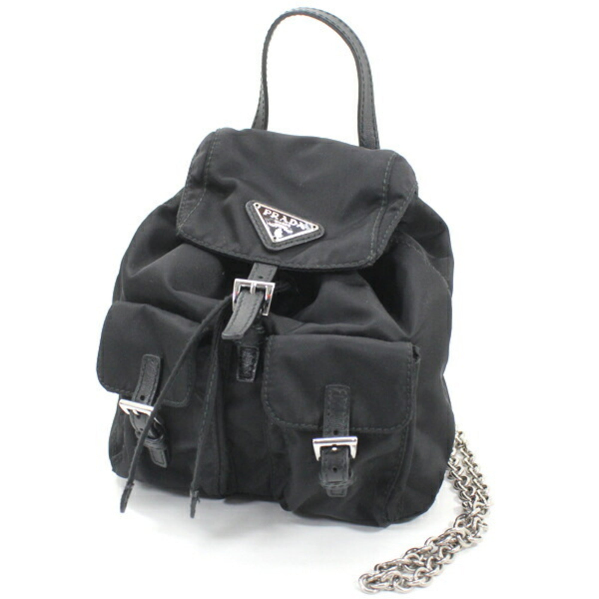 Prada Black Nero Nylon Leather Shoulder Bag (Pre-Owned)