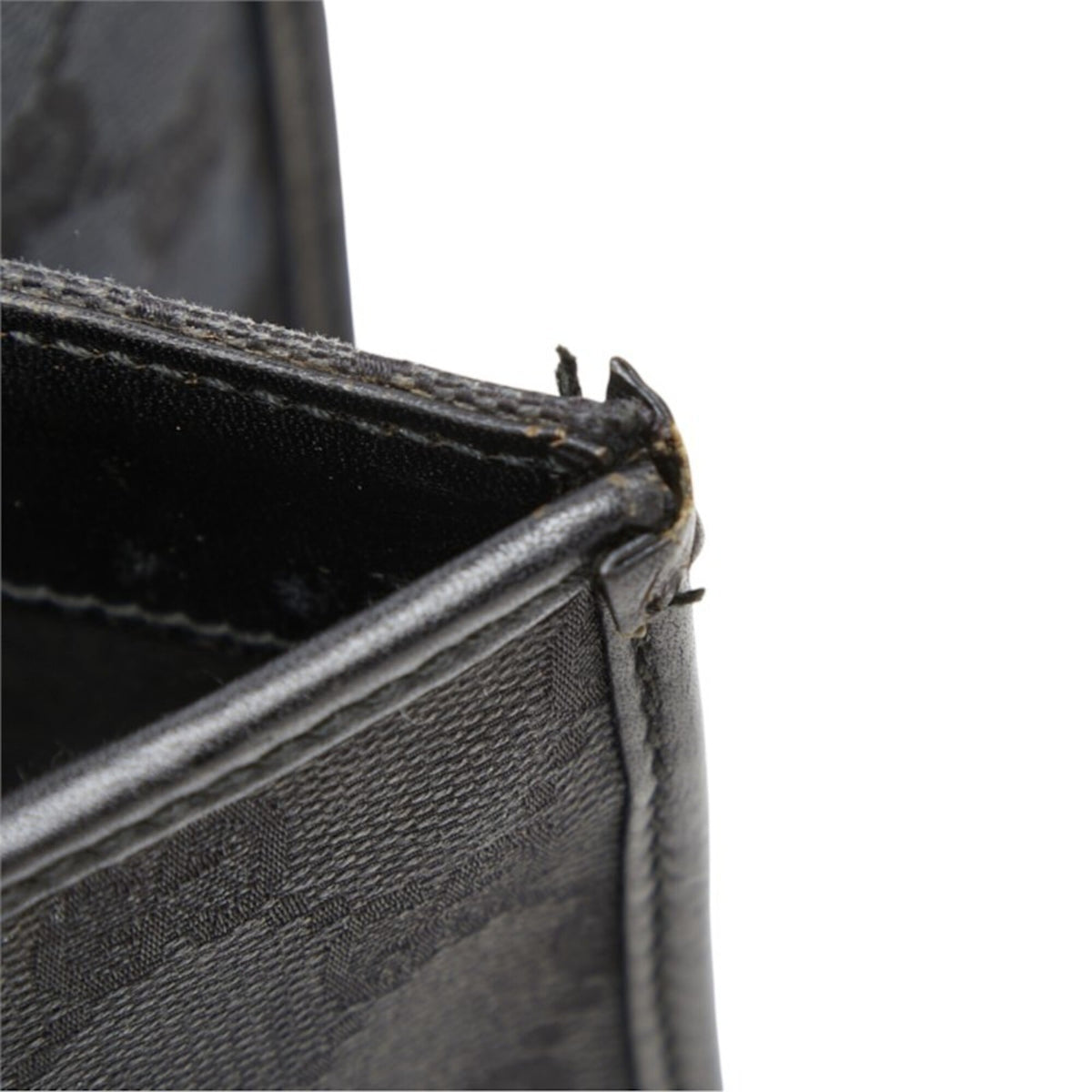 Gucci Black Canvas Leather Handbag Tote Bag (Pre-Owned)