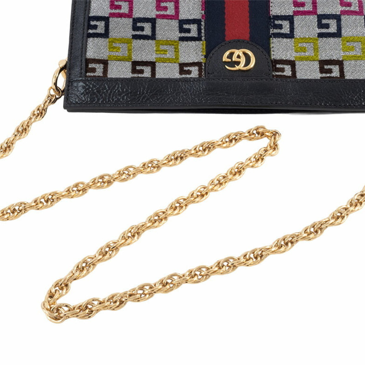 Gucci Multi-Color Canvas Leather Shoulder Bag (Pre-Owned)