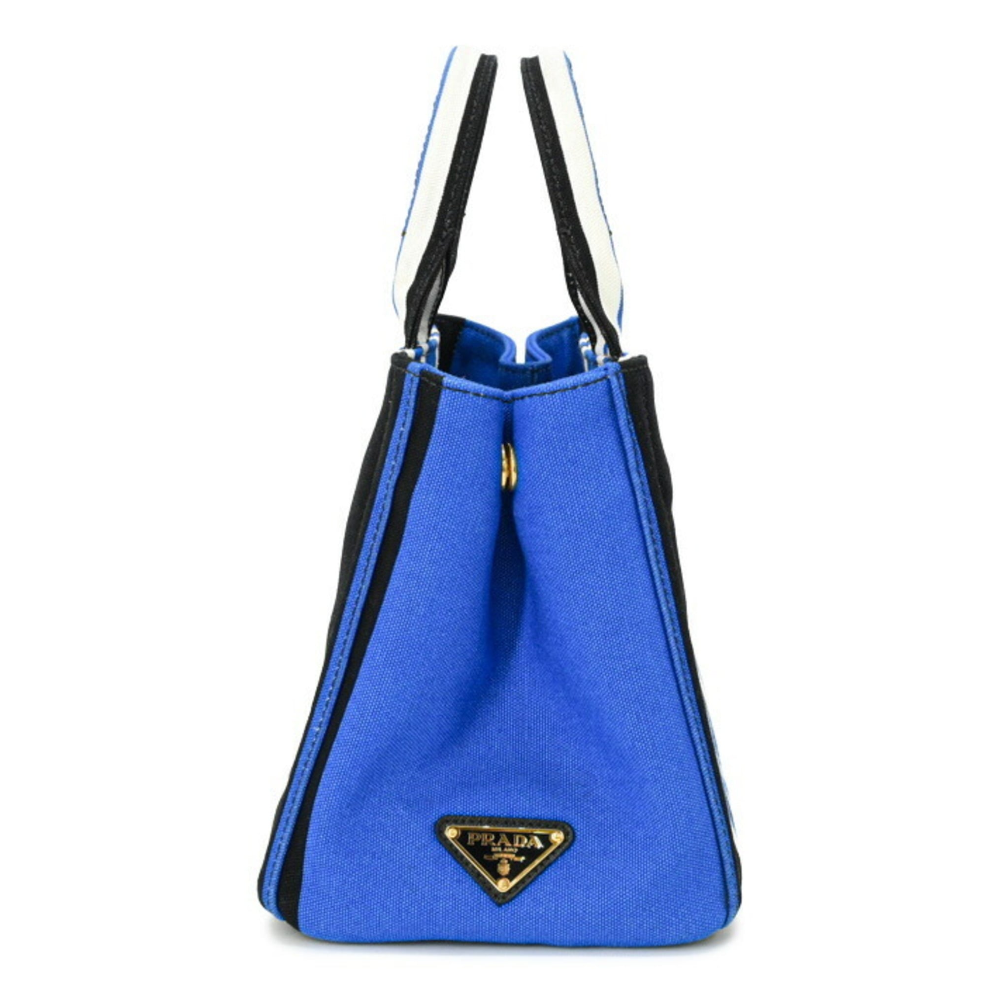 Prada Black Blue White Canvas Handbag (Pre-Owned)