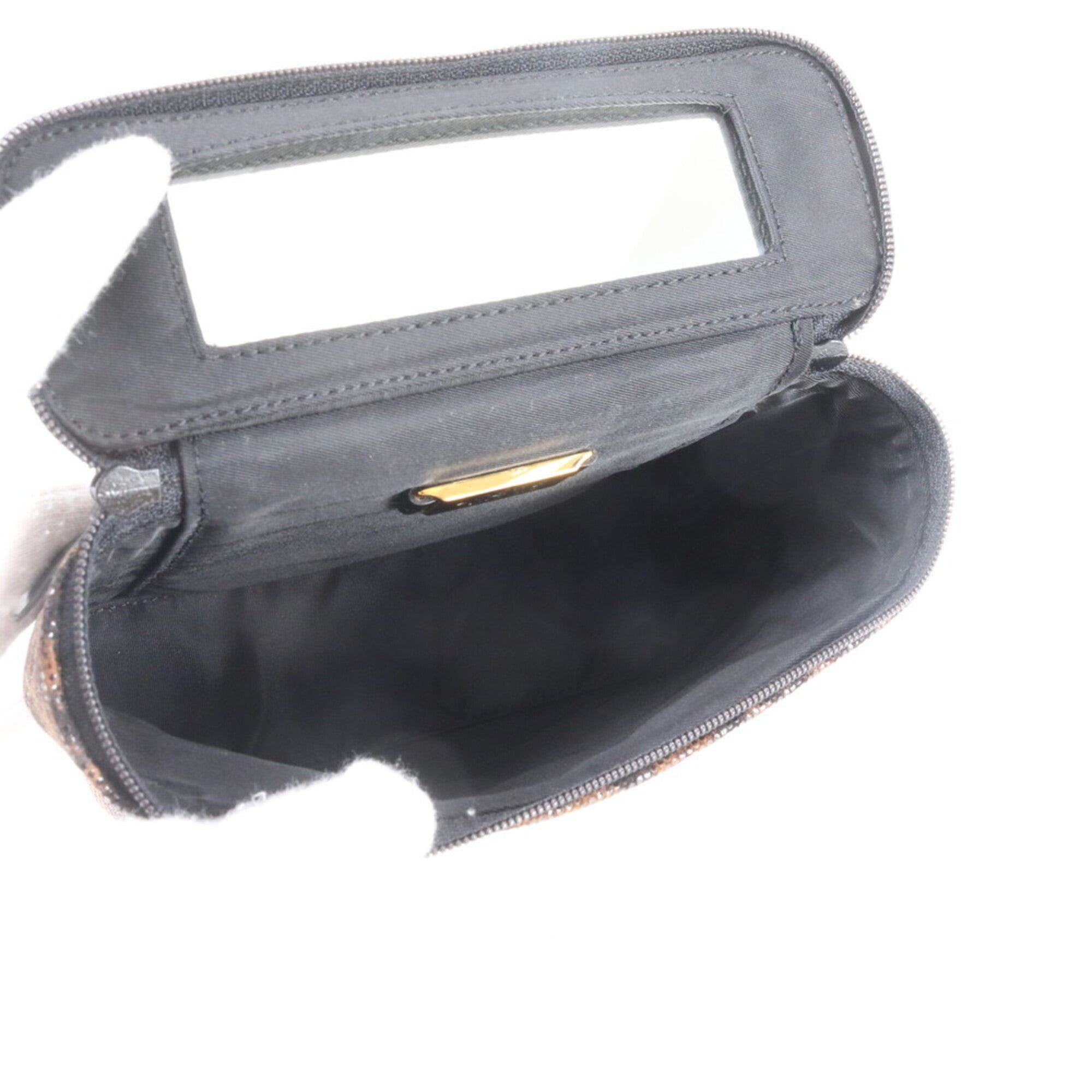Loewe Black Brown Leather Handbag Pouch Vanity Bag (Pre-Owned)