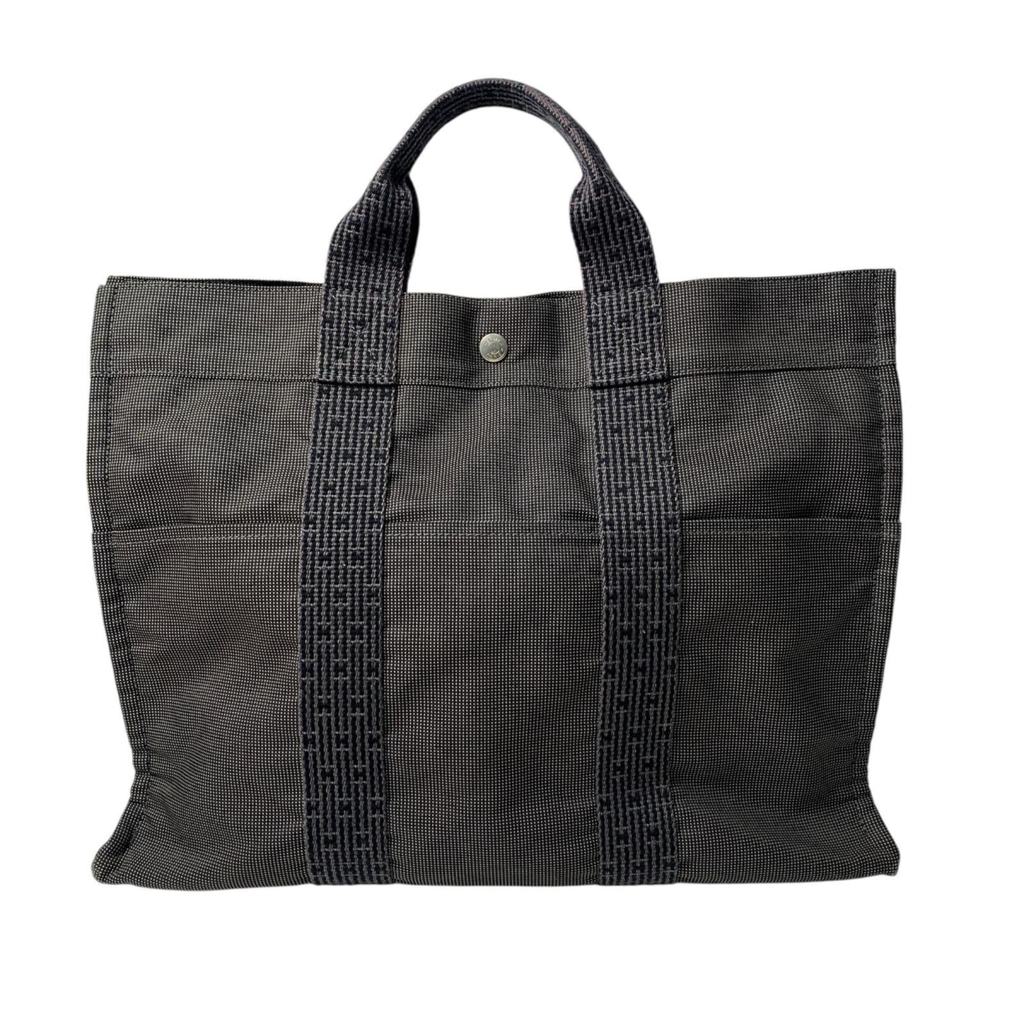 Hermes Gray Canvas Tote Bag (Pre-Owned)