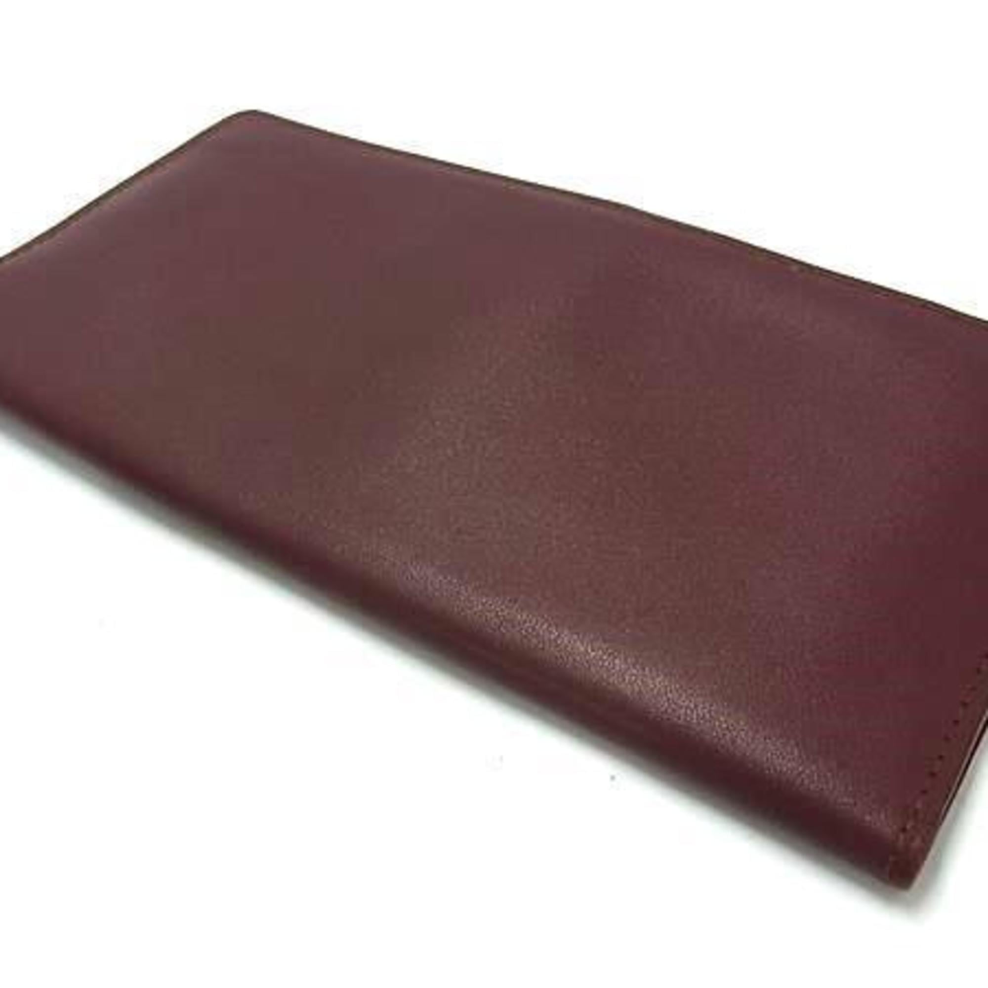 Cartier Must Bordeaux Leather Long Wallet (Bi-Fold) (Pre-Owned)