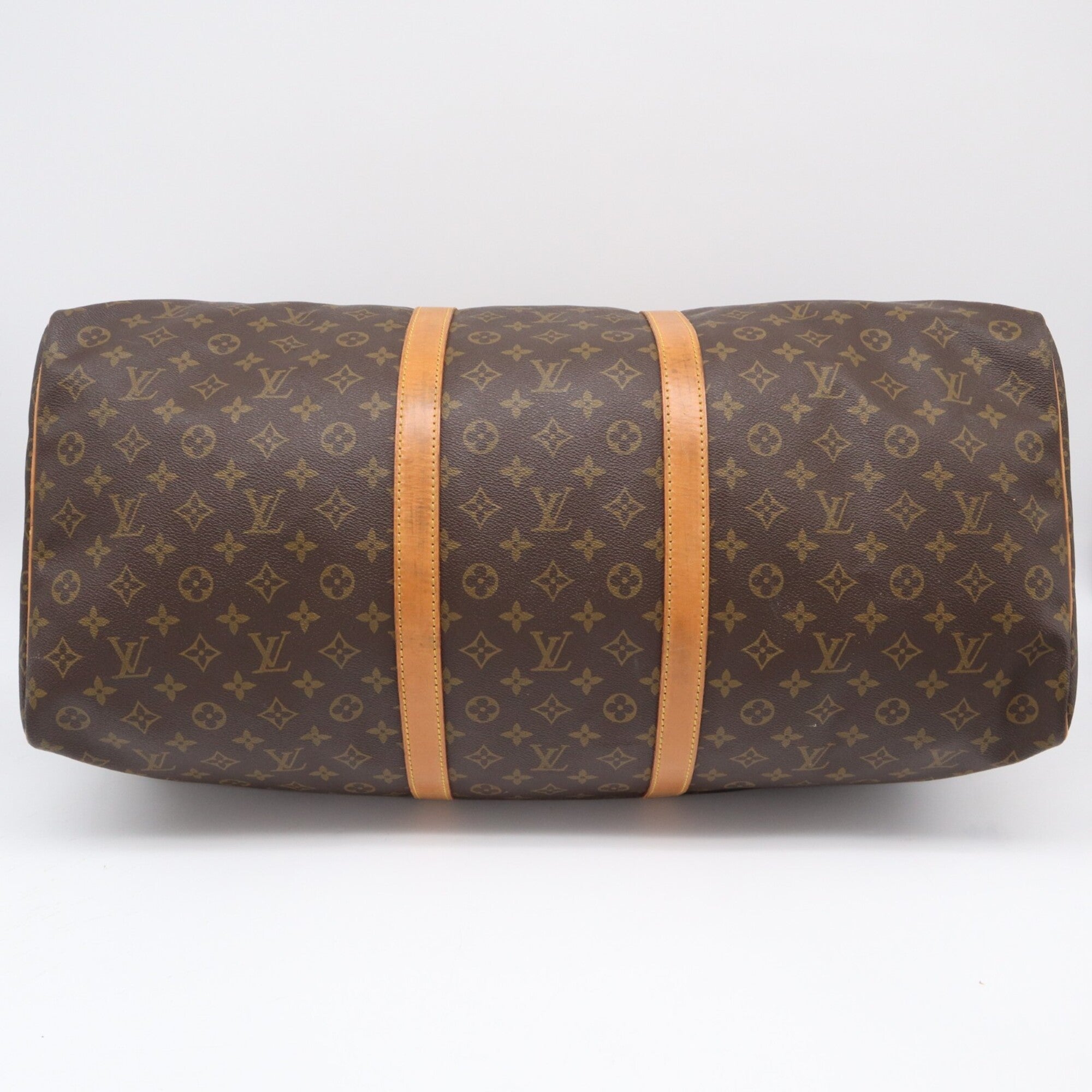 Louis Vuitton Monogram Beige Brown Coated Canvas Leather Boston Bag (Pre-Owned)