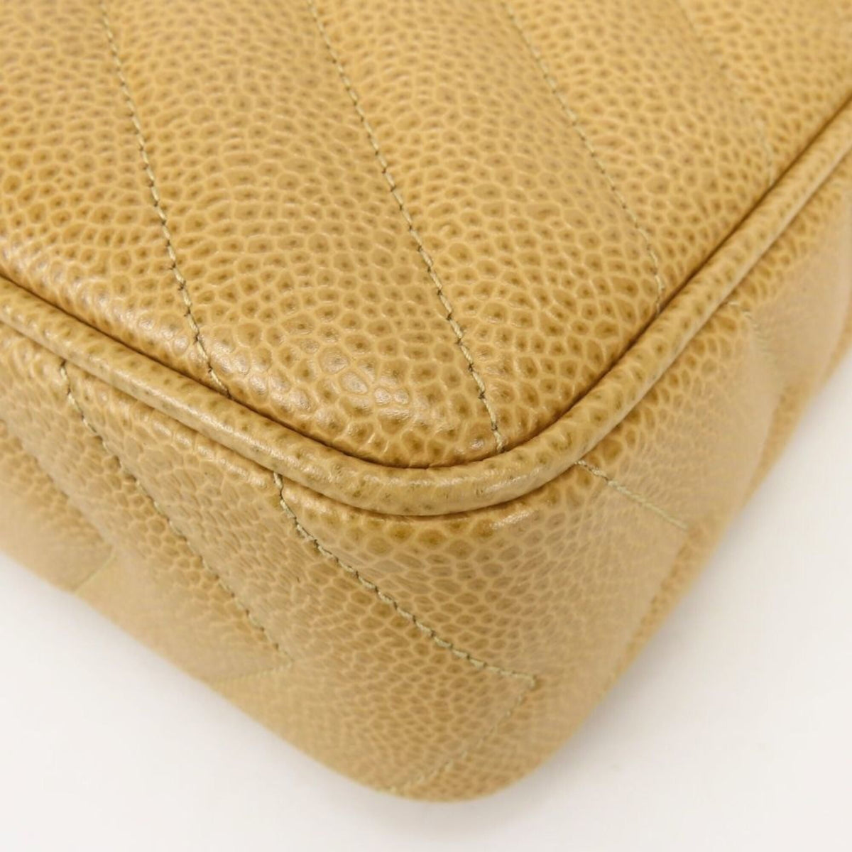 Chanel Beige Gold Grained Calfskin Shoulder Bag (Pre-Owned)