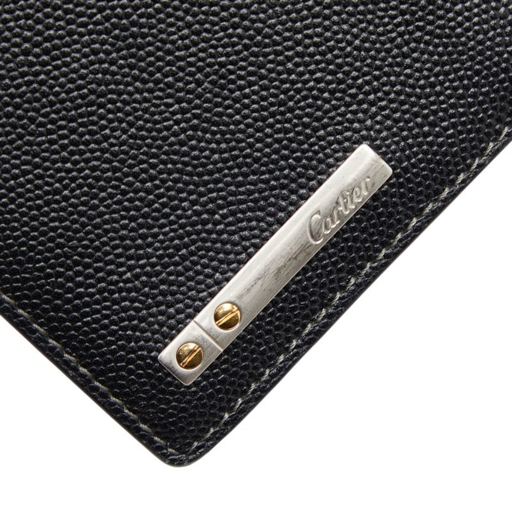 Cartier Black Leather Long Wallet (Bi-Fold) (Pre-Owned)