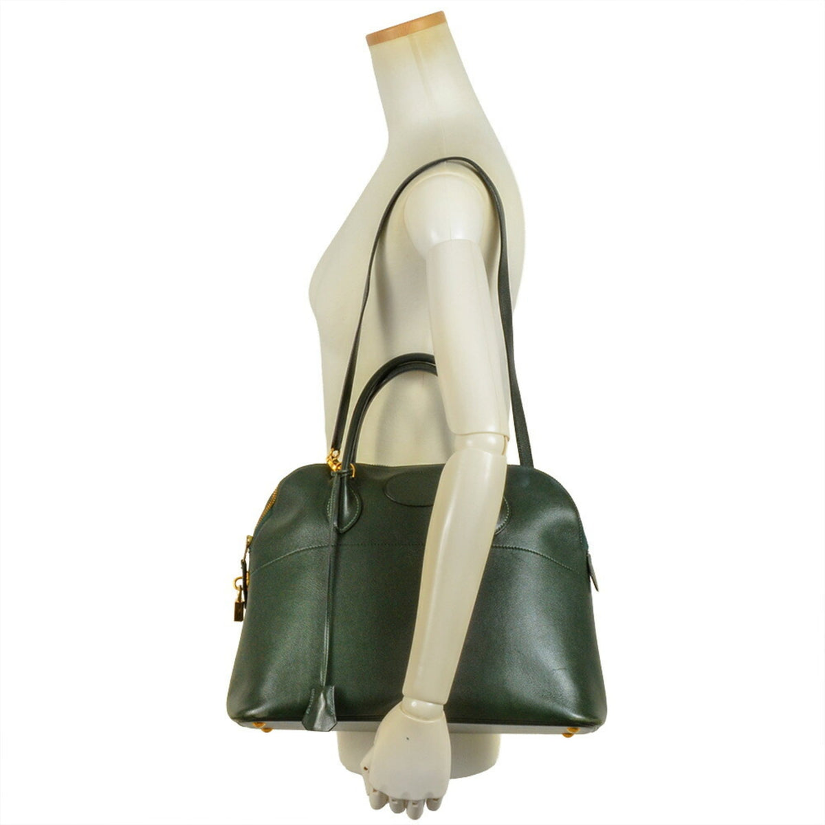 Hermes Bolide Green Ardennes Leather Handbag (Pre-Owned)