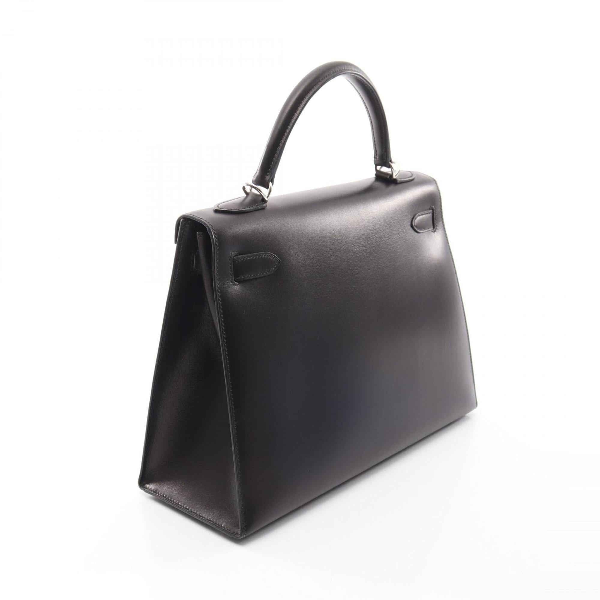 Hermes Black Box Calf Leather Leather Handbag (Pre-Owned)