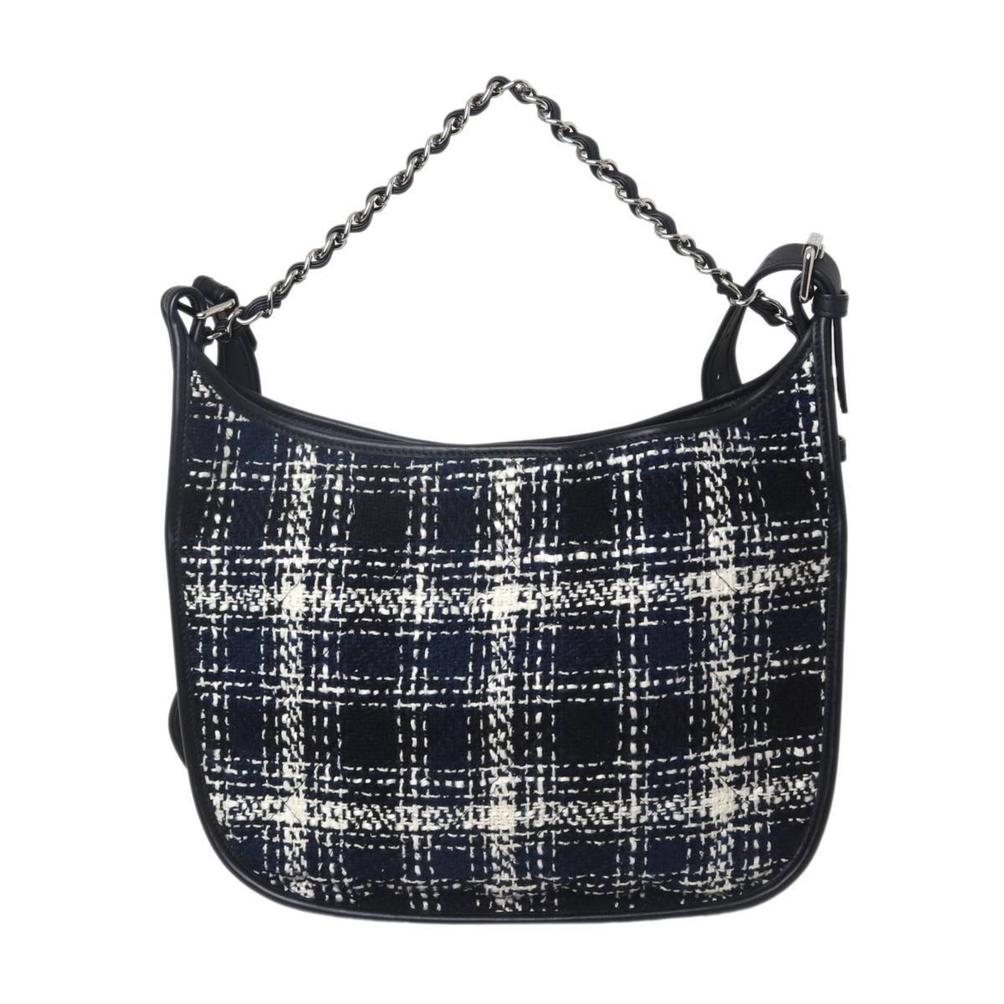 Chanel Navy White Cotton Shoulder Bag (Pre-Owned)