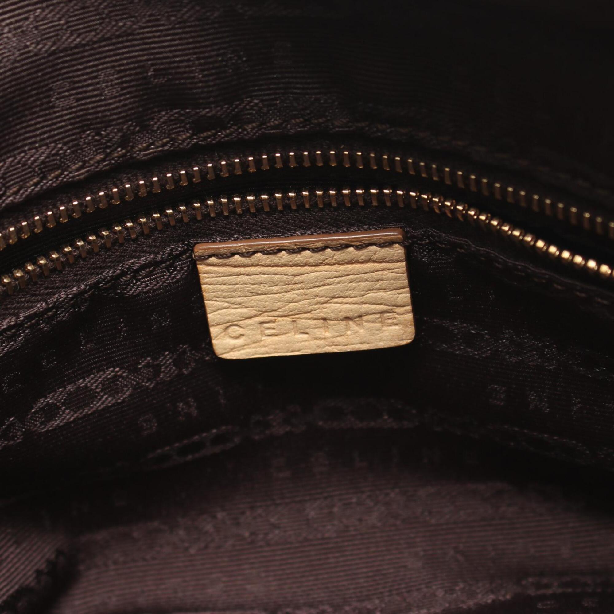 Celine Beige Khaki Canvas Leather Handbag (Pre-Owned)